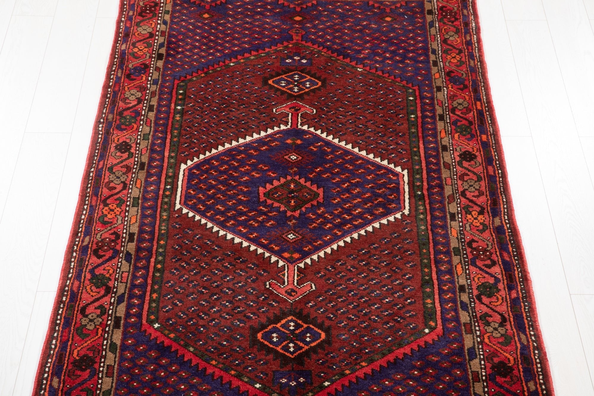 Hand-Knotted Vintage Wool Area Rug – 7' 6" x 4' 3" (229 × 130 cm) - Yasi & Fara