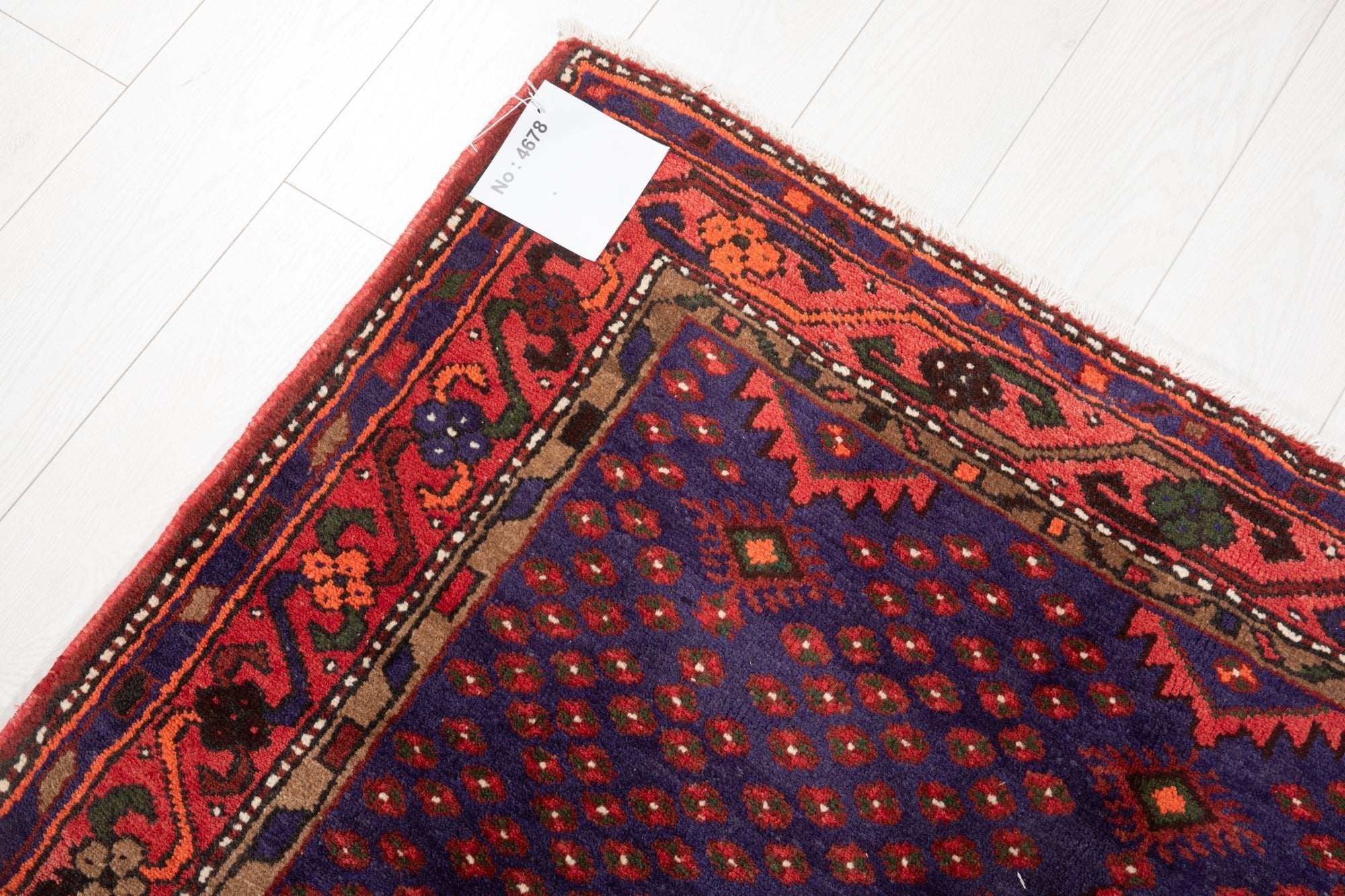 Hand-Knotted Vintage Wool Area Rug – 7' 6" x 4' 3" (229 × 130 cm) - Yasi & Fara