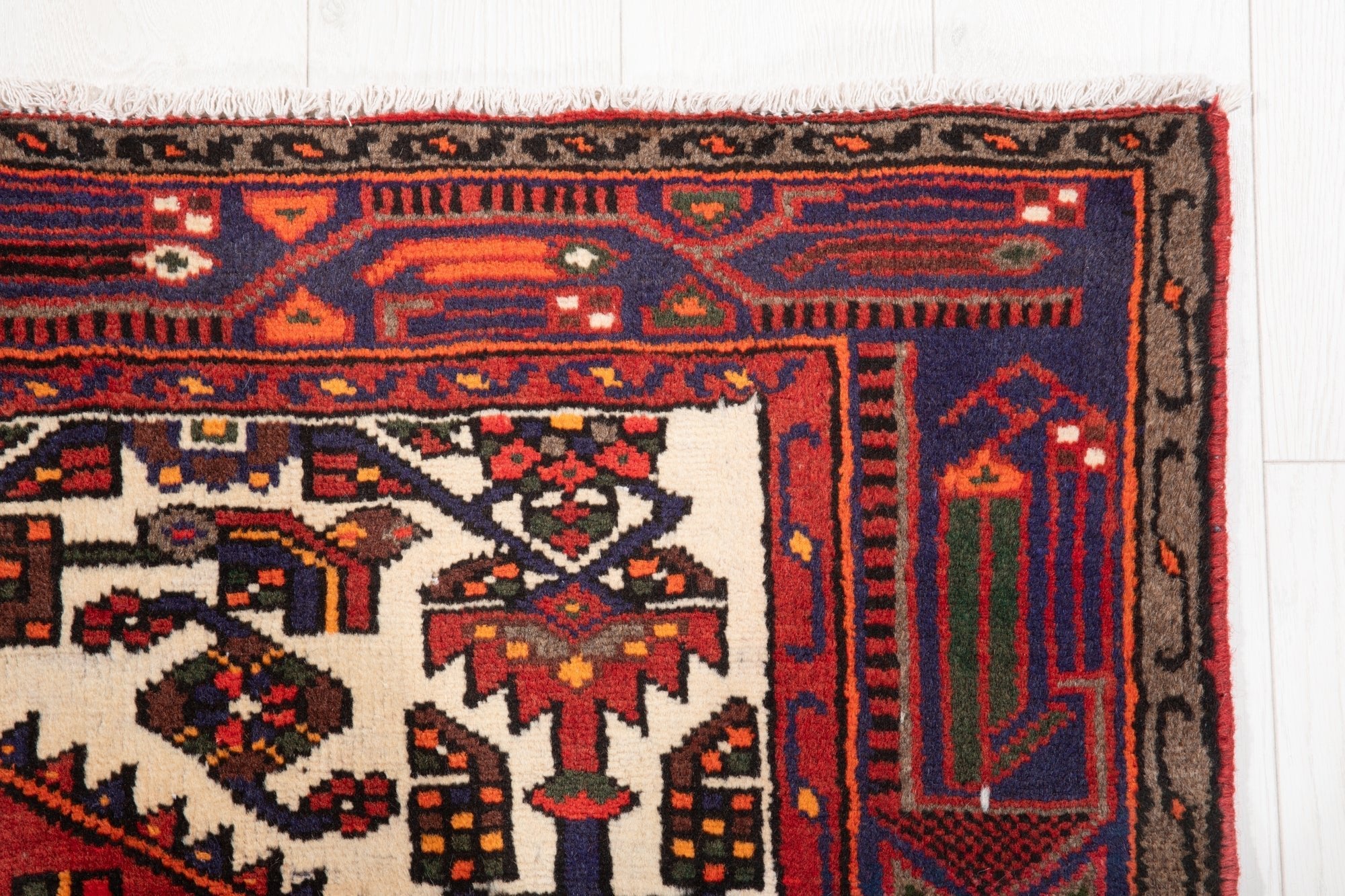 Hand-Knotted Vintage Wool Area Rug – 6' 6" x 4' 2" (198 x 127 cm) - Yasi & Fara