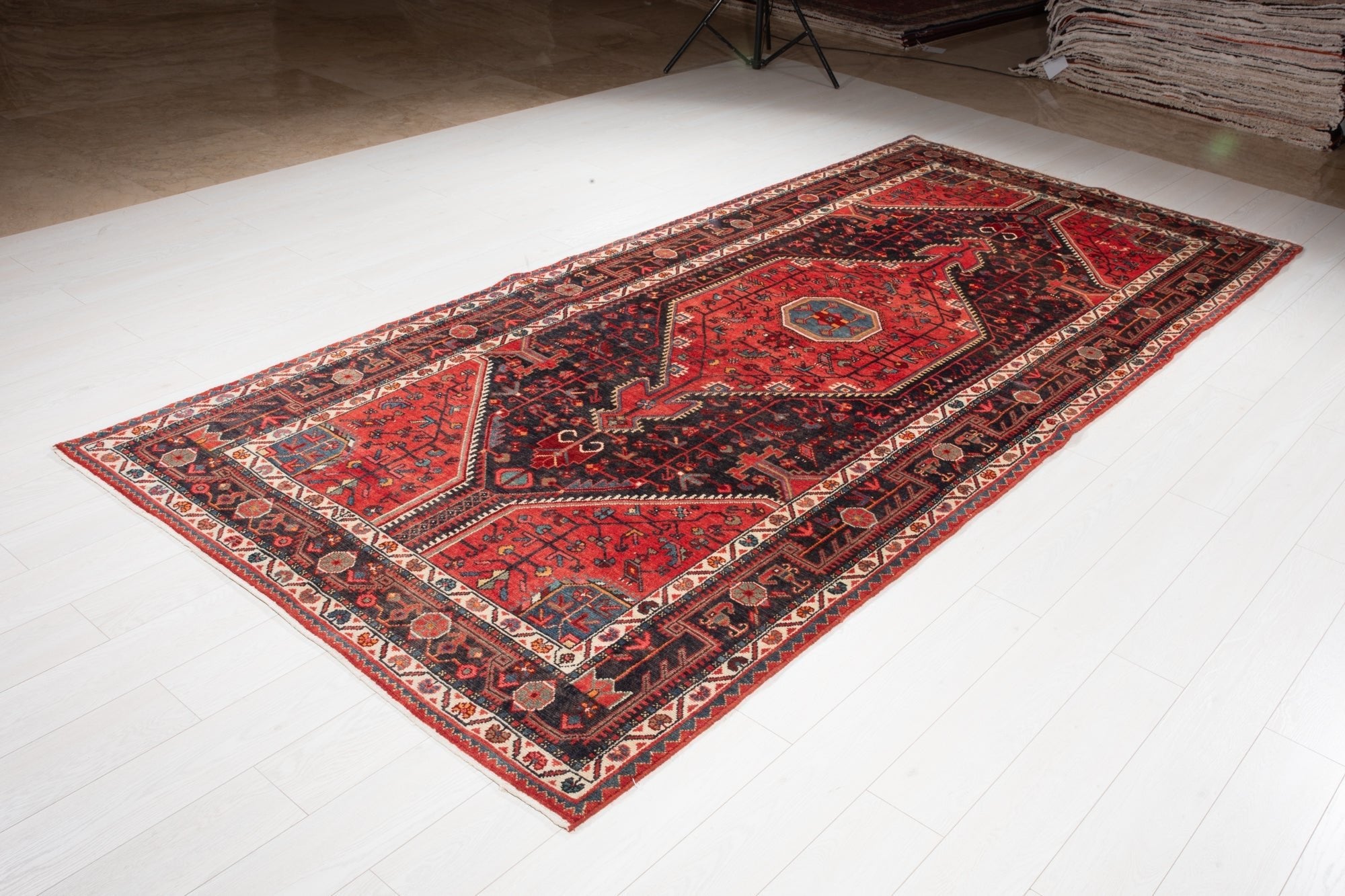 Hand-Knotted Vintage Wool Area Rug – 11' 3" x 5' 2" (342 × 157 cm) - Yasi & Fara