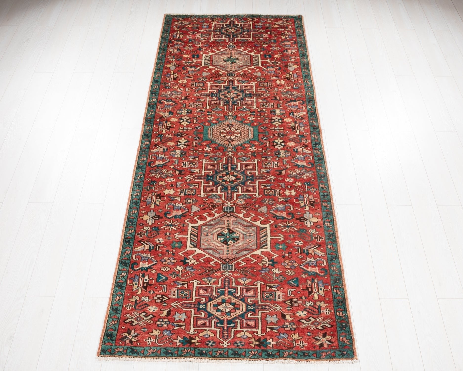 Hand-Knotted Vintage Wool Runner Rug – 9' 6" x 3' 10" (290 × 116 cm) - Yasi & Fara