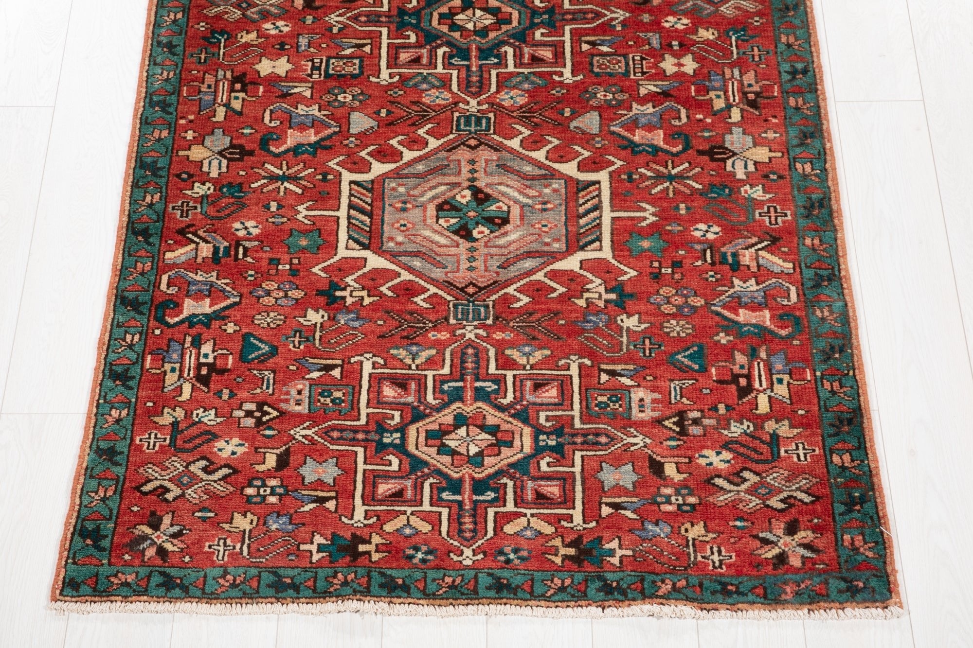 Hand-Knotted Vintage Wool Runner Rug – 9' 6" x 3' 10" (290 × 116 cm) - Yasi & Fara