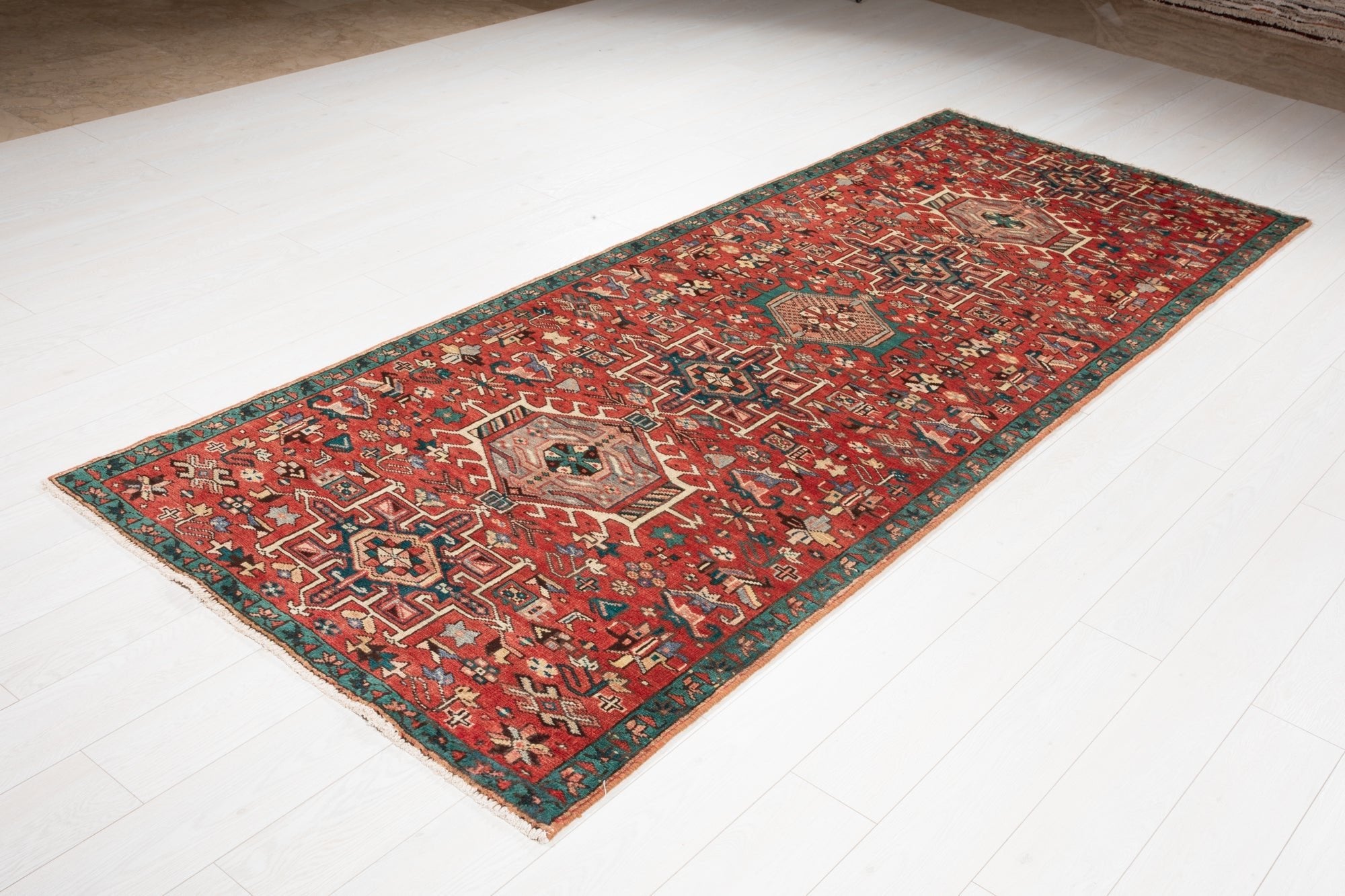 Hand-Knotted Vintage Wool Runner Rug – 9' 6" x 3' 10" (290 × 116 cm) - Yasi & Fara