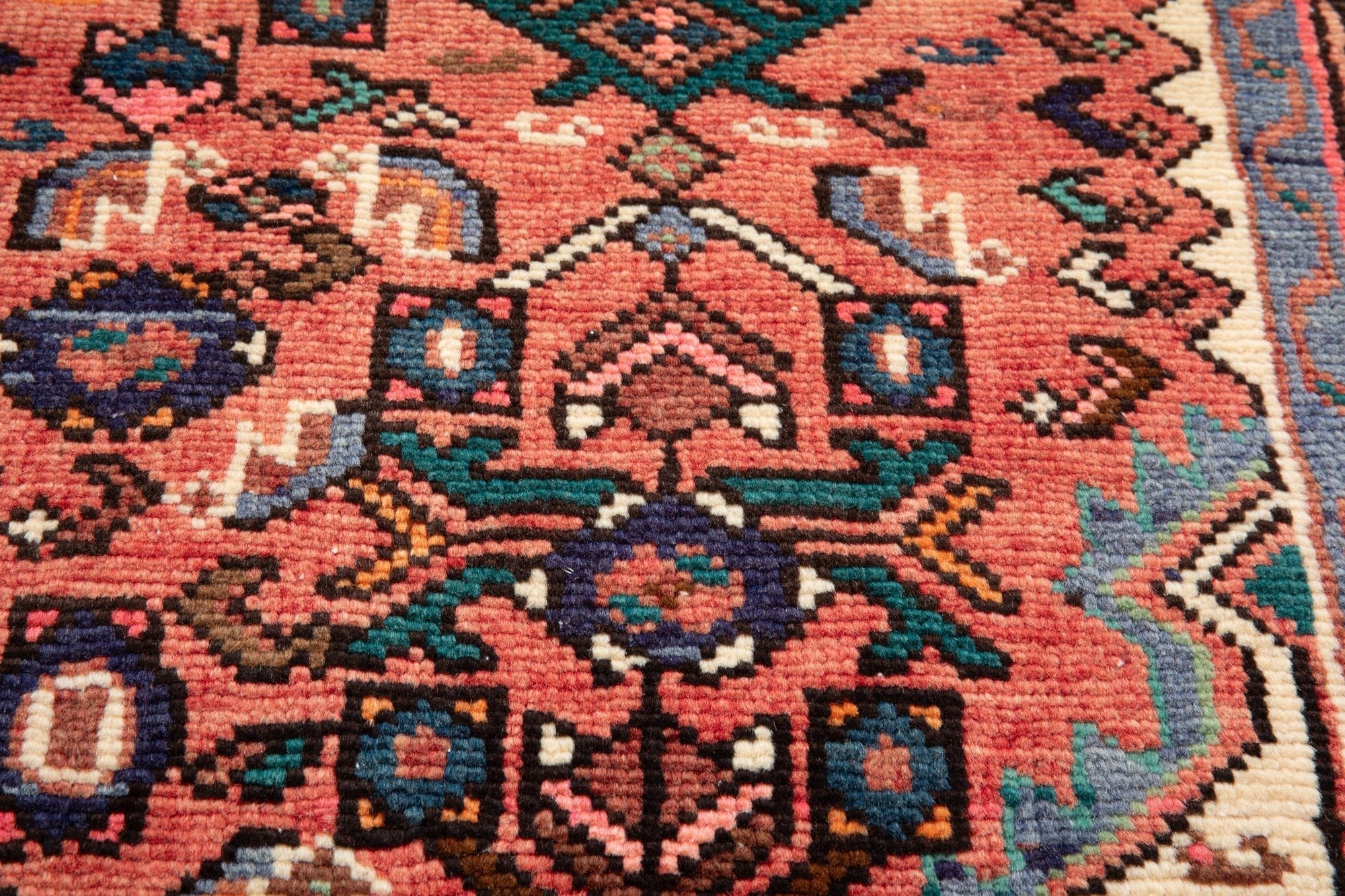 Hand-Knotted Vintage Wool Area Rug – 10' 2" x 4' 7" (311 × 139 cm) - Yasi & Fara
