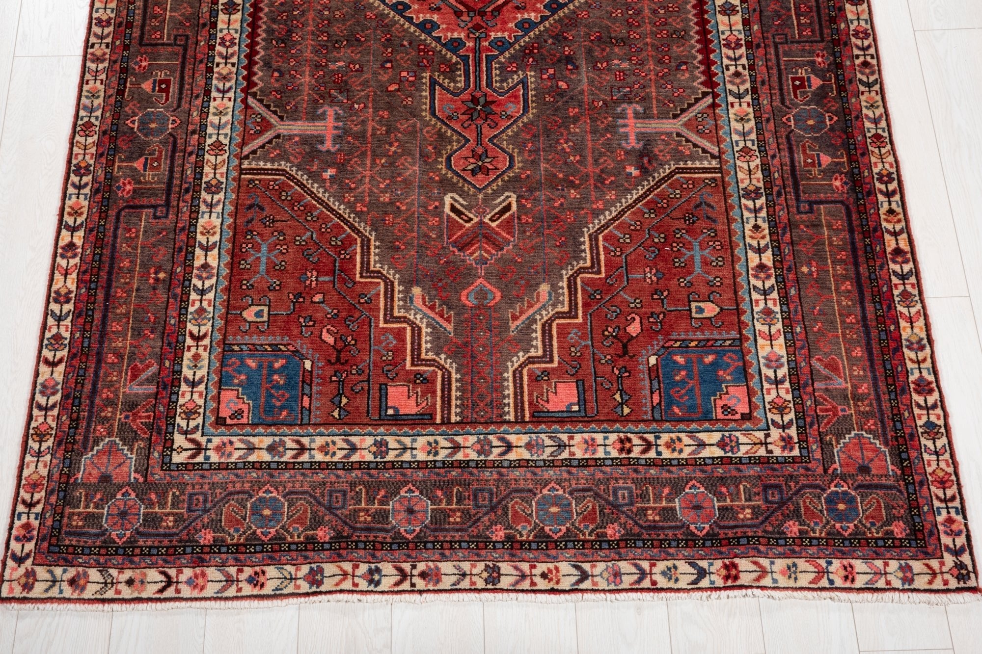 Hand-Knotted Vintage Wool Area Rug – 10' 7" x 5' 1" (323 × 154 cm) - Yasi & Fara