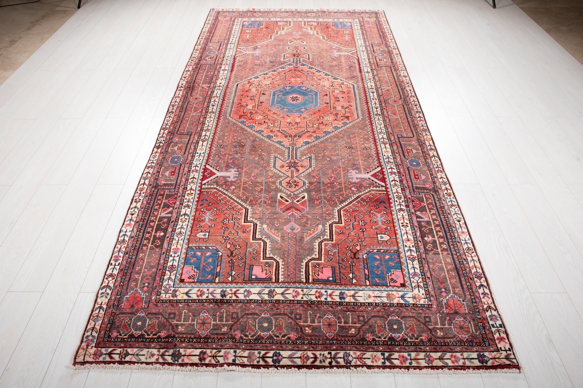 Hand-Knotted Vintage Wool Area Rug – 10' 7" x 5' 1" (323 × 154 cm) - Yasi & Fara