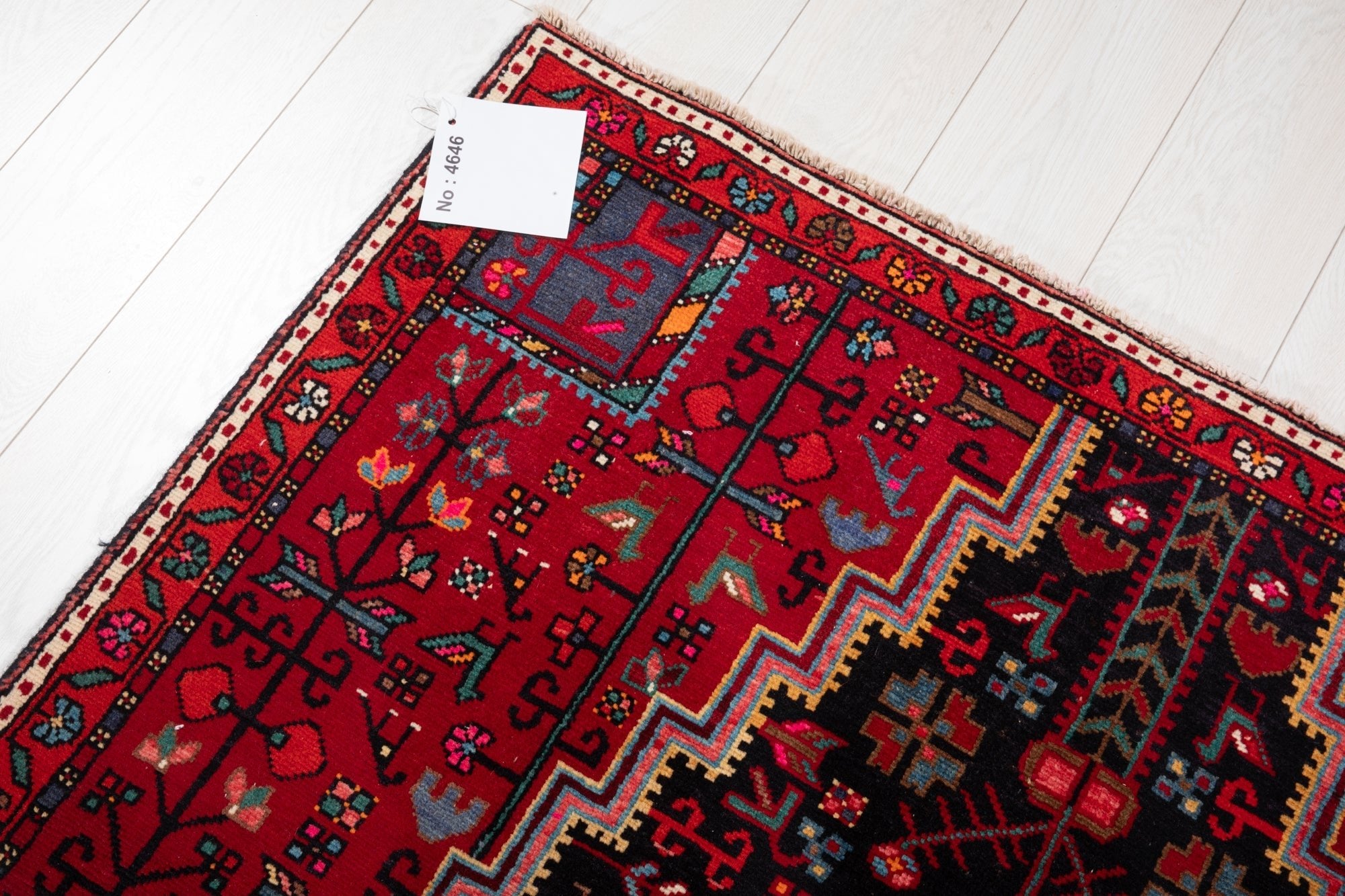Hand-Knotted Vintage Wool Area Rug – 11' 5" x 4' 3" (349 x 129 cm - Yasi & Fara