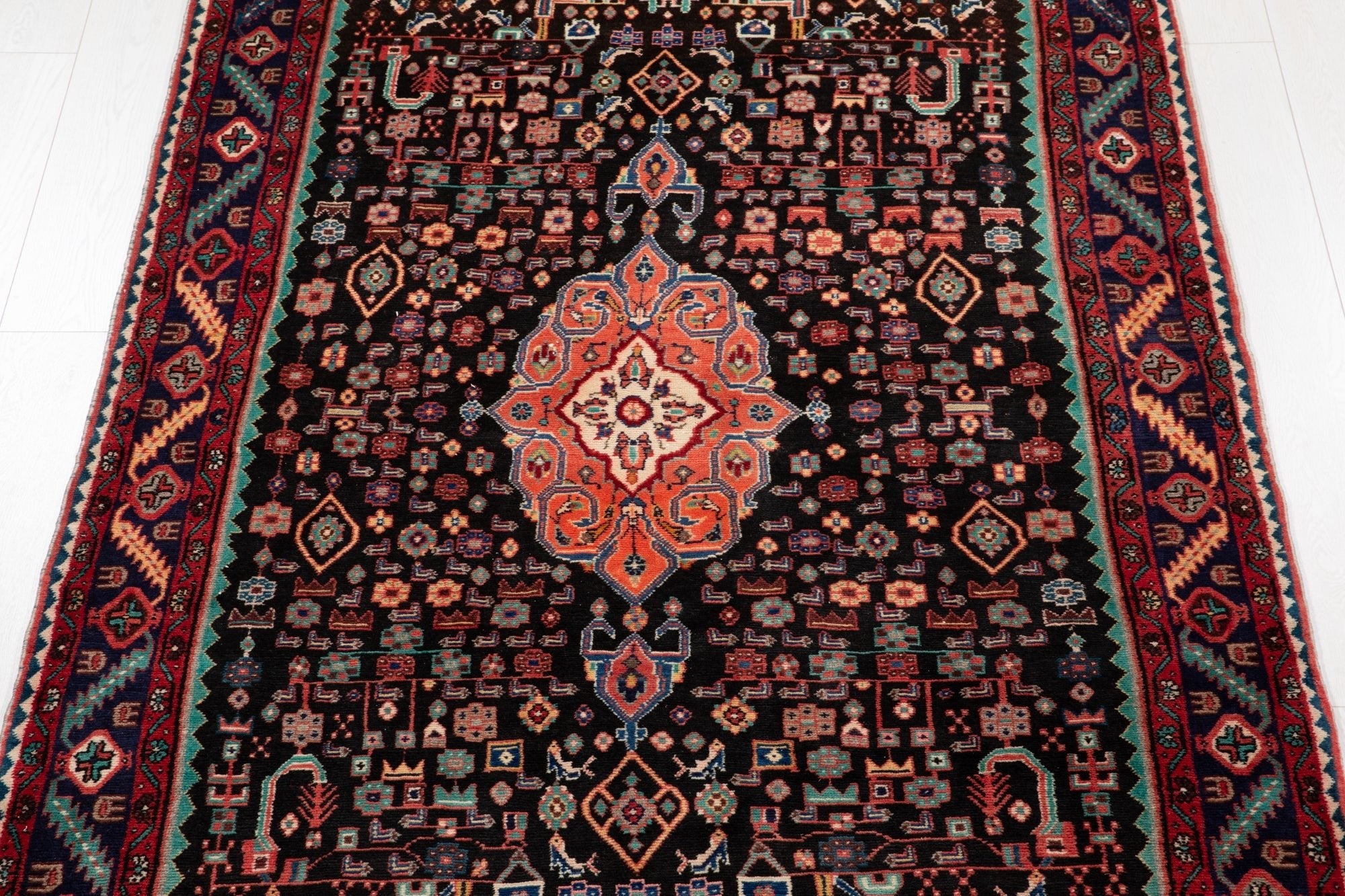 Hand-Knotted Vintage Wool Area Rug – 10' 4" x 4' 10" (316 x 147 cm) - Yasi & Fara