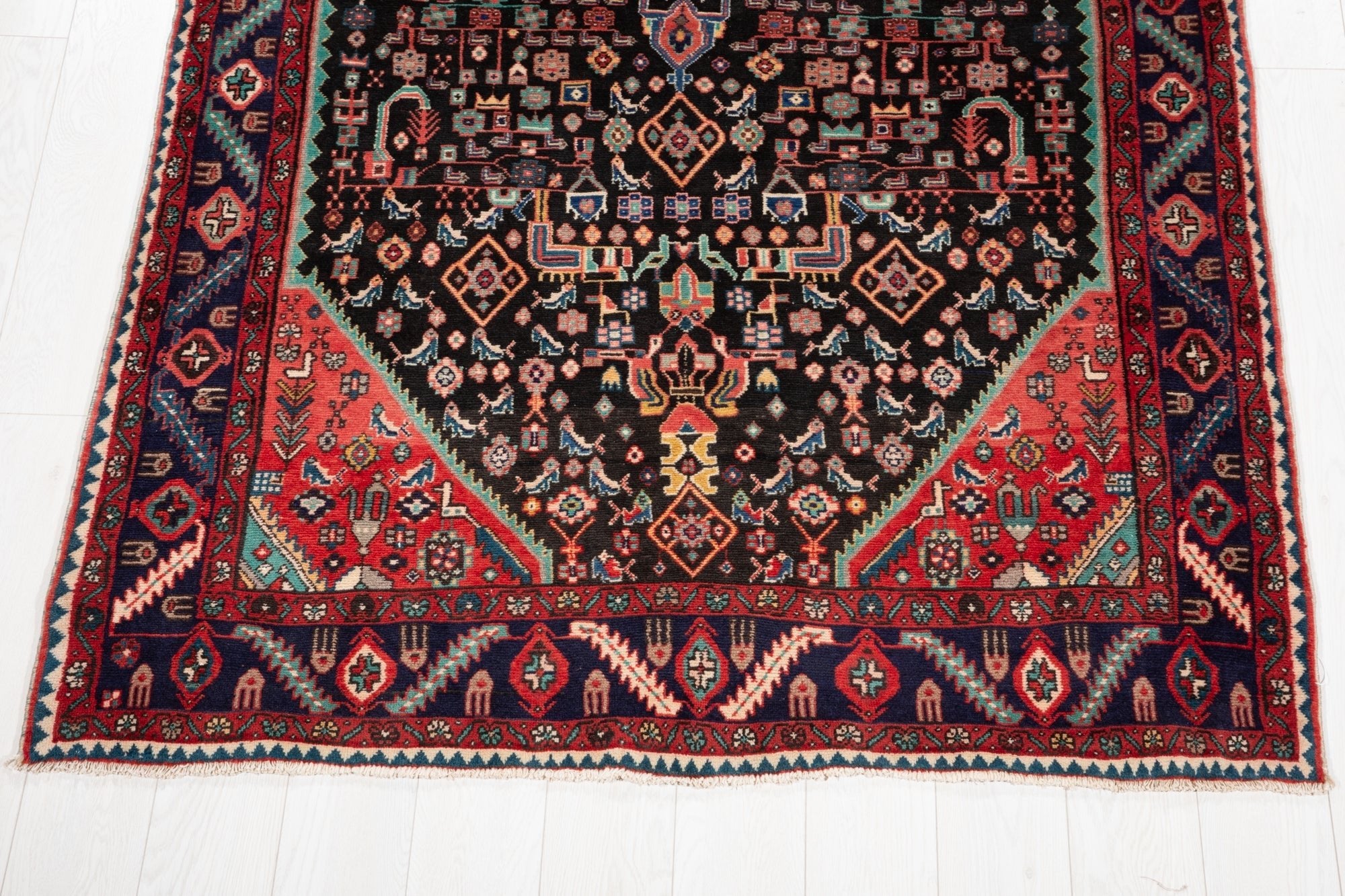 Hand-Knotted Vintage Wool Area Rug – 10' 4" x 4' 10" (316 x 147 cm) - Yasi & Fara