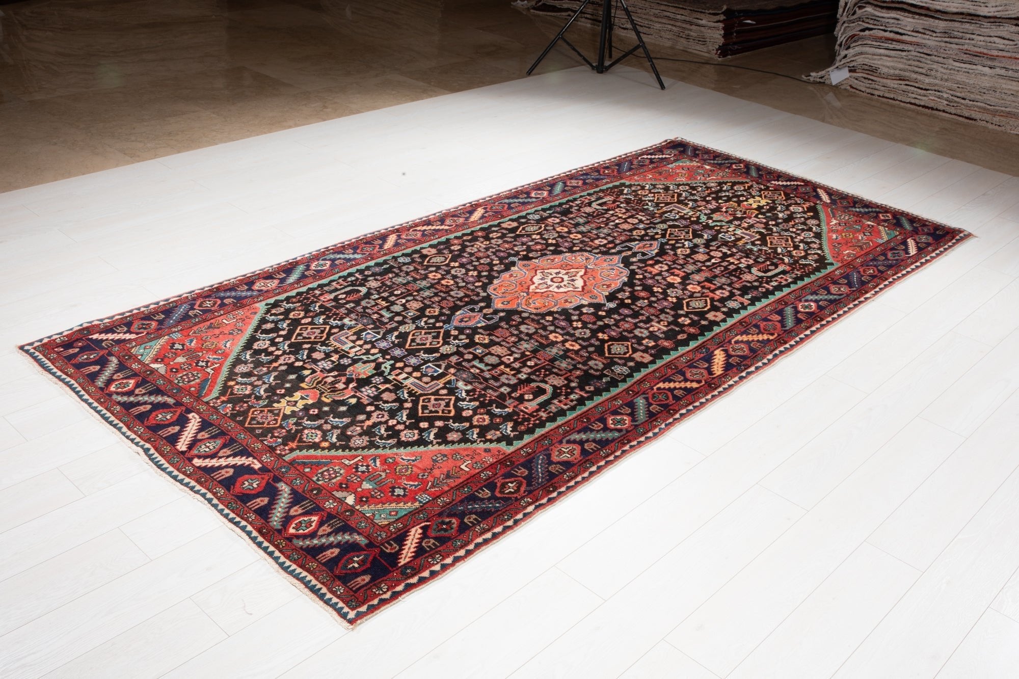 Hand-Knotted Vintage Wool Area Rug – 10' 4" x 4' 10" (316 x 147 cm) - Yasi & Fara