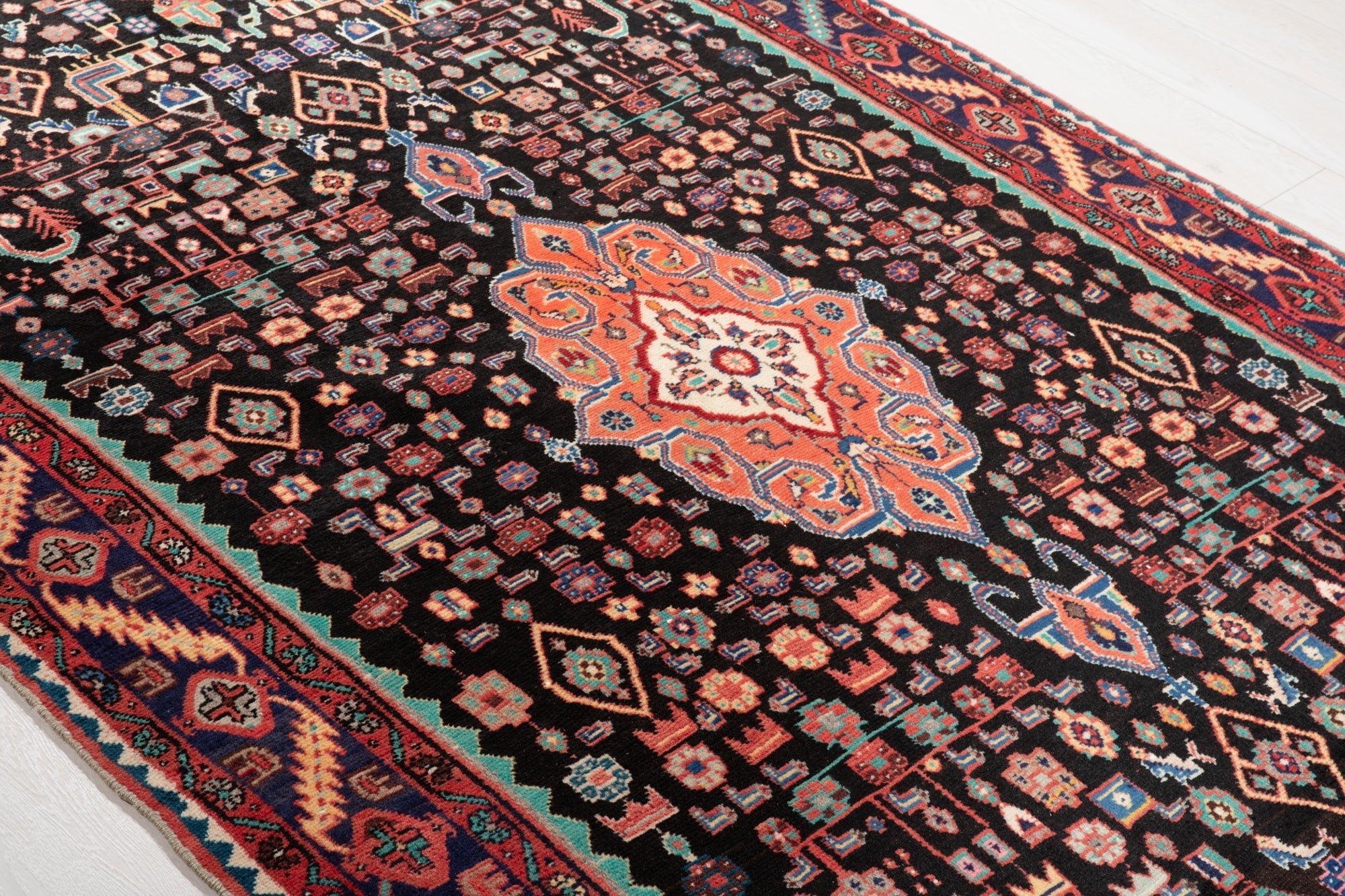 Hand-Knotted Vintage Wool Area Rug – 10' 4" x 4' 10" (316 x 147 cm) - Yasi & Fara