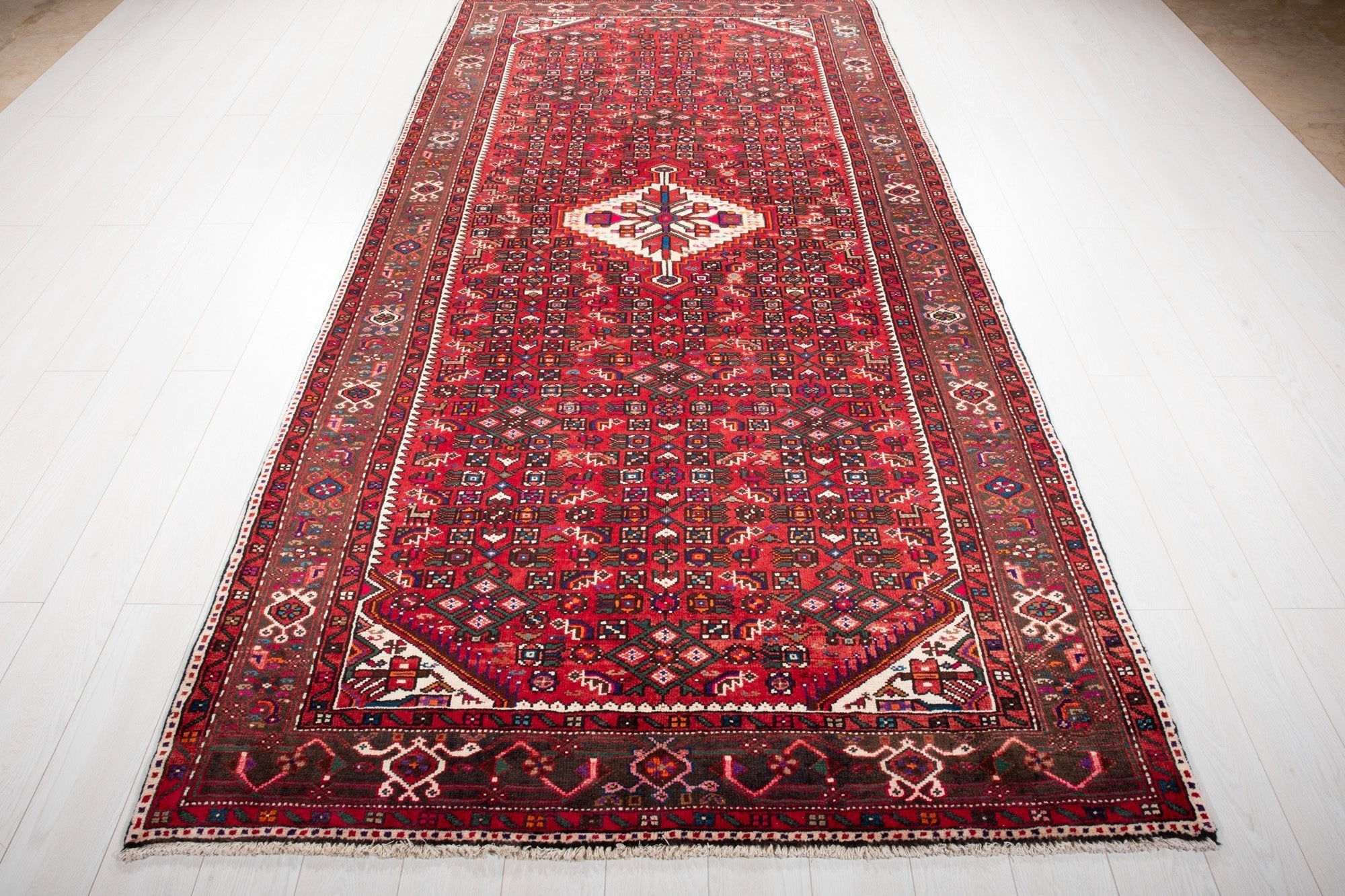 Hand-Knotted Vintage Wool Area Rug – 10' 6" x 5' 3" (319 x 160 cm) - Yasi & Fara