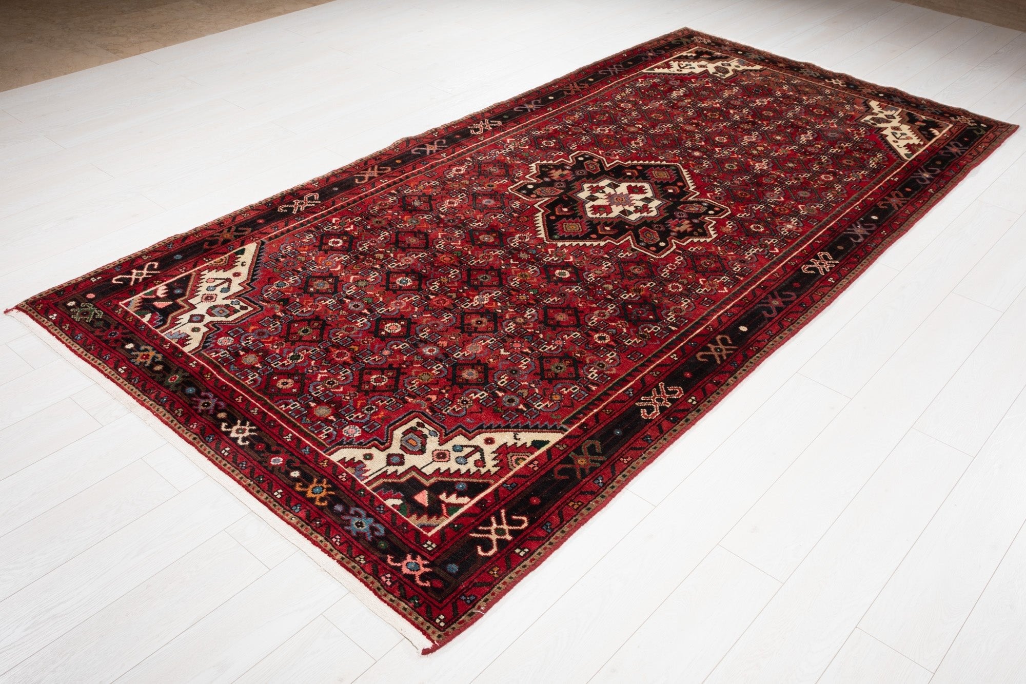 Hand-Knotted Vintage Wool Area Rug – 9' 11" x 4' 11" (303 x 151 cm) - Yasi & Fara
