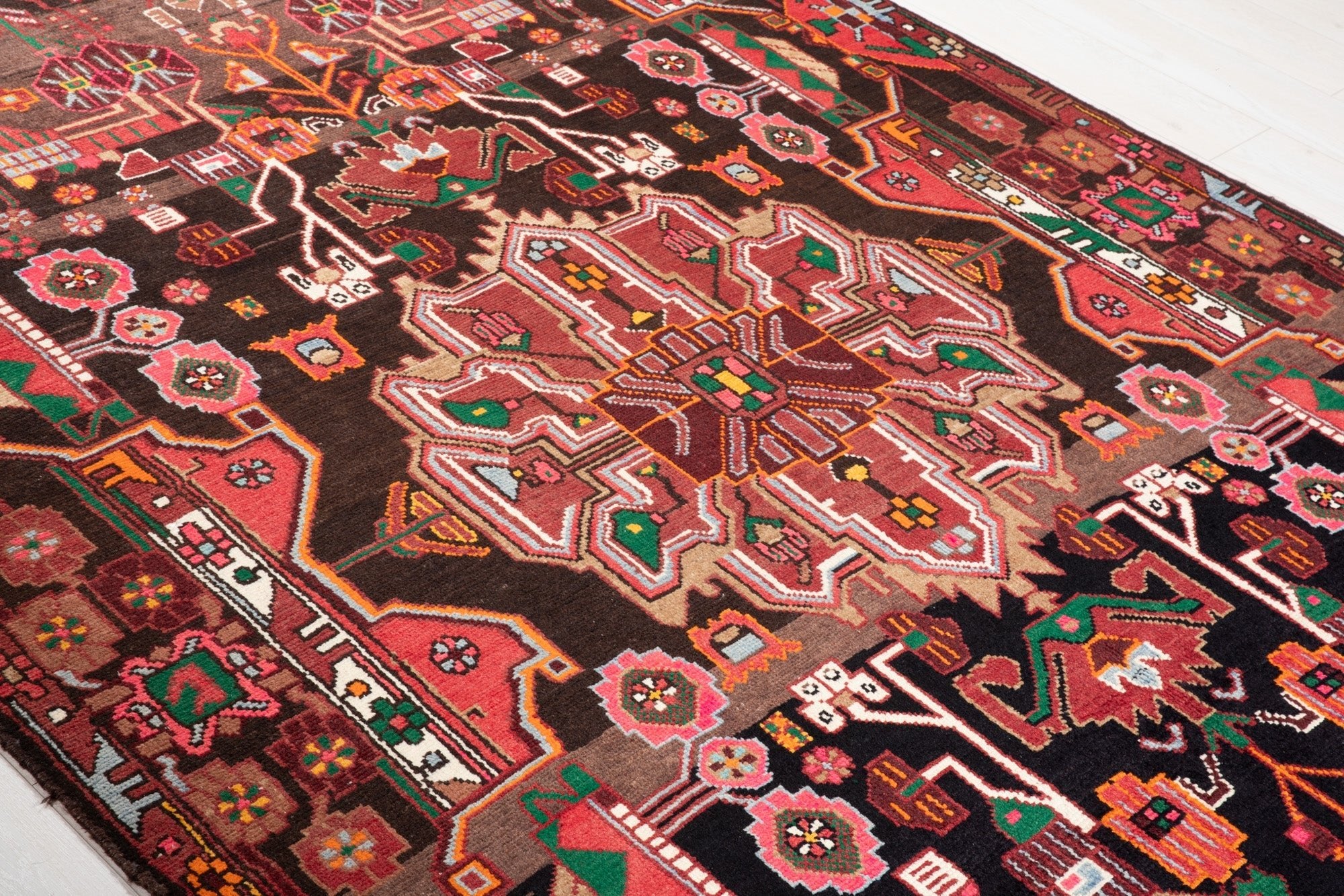 Hand-Knotted Vintage Wool Area Rug – 11' 4" x 5' 7" (345 x 171 cm) - Yasi & Fara