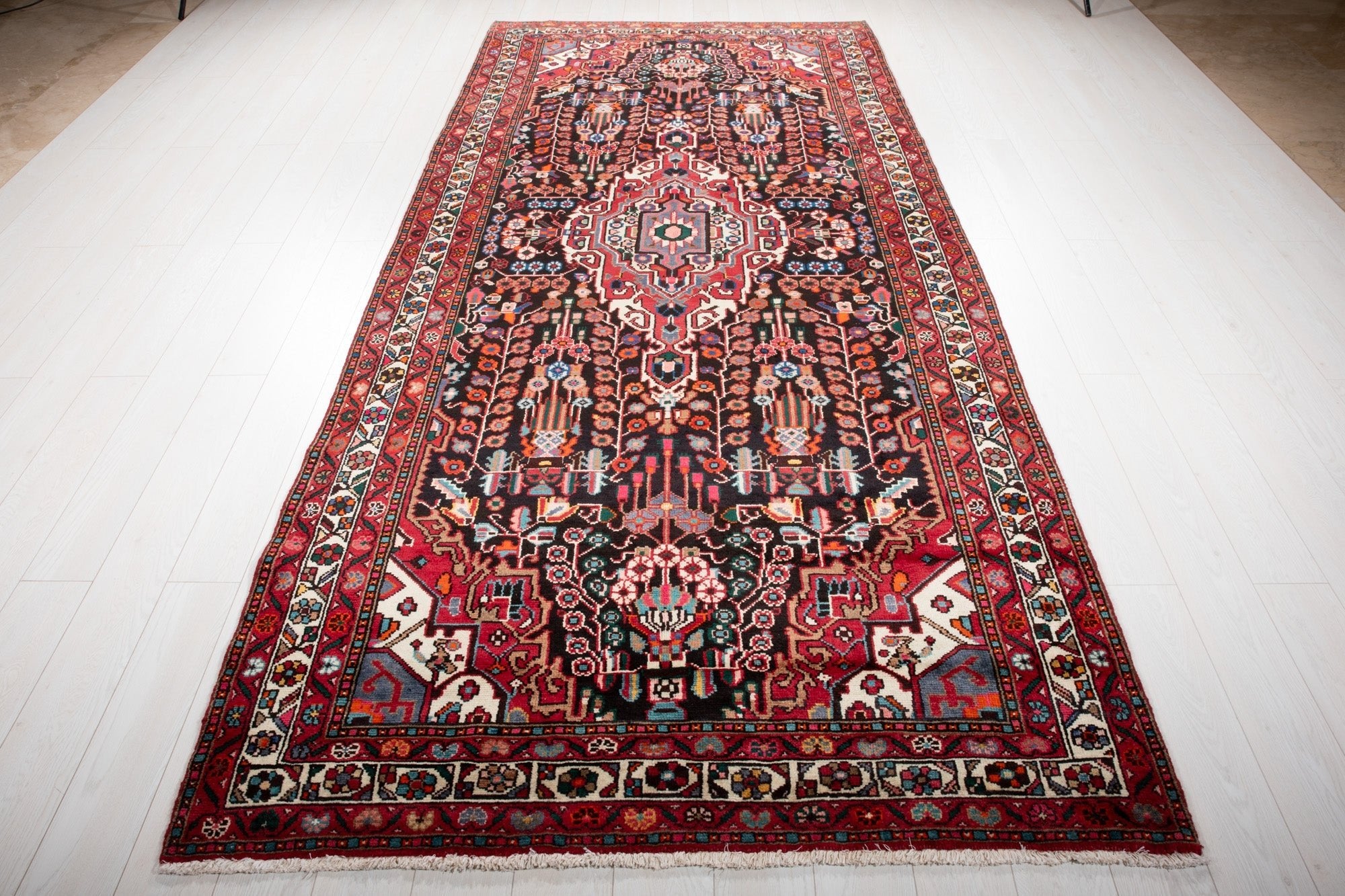 Hand-Knotted Vintage Wool Area Rug – 11' 3" x 5' 3" (342 x 159 cm) - Yasi & Fara
