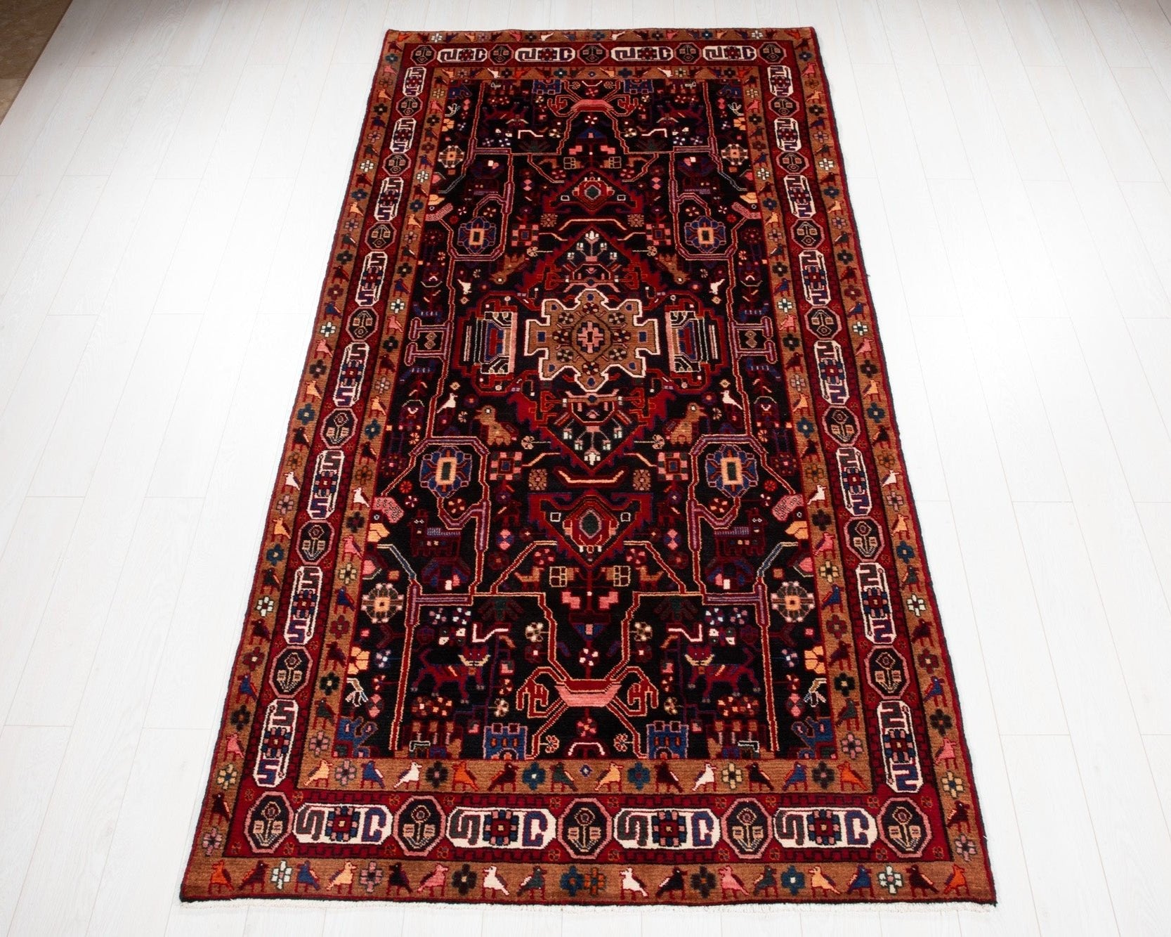 Hand-Knotted Vintage Wool Area Rug – 9' 9" x 4' 11" (297 x 149 cm) - Yasi & Fara