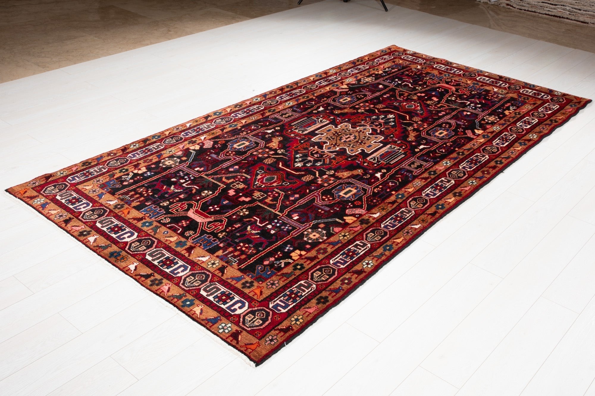 Hand-Knotted Vintage Wool Area Rug – 9' 9" x 4' 11" (297 x 149 cm) - Yasi & Fara
