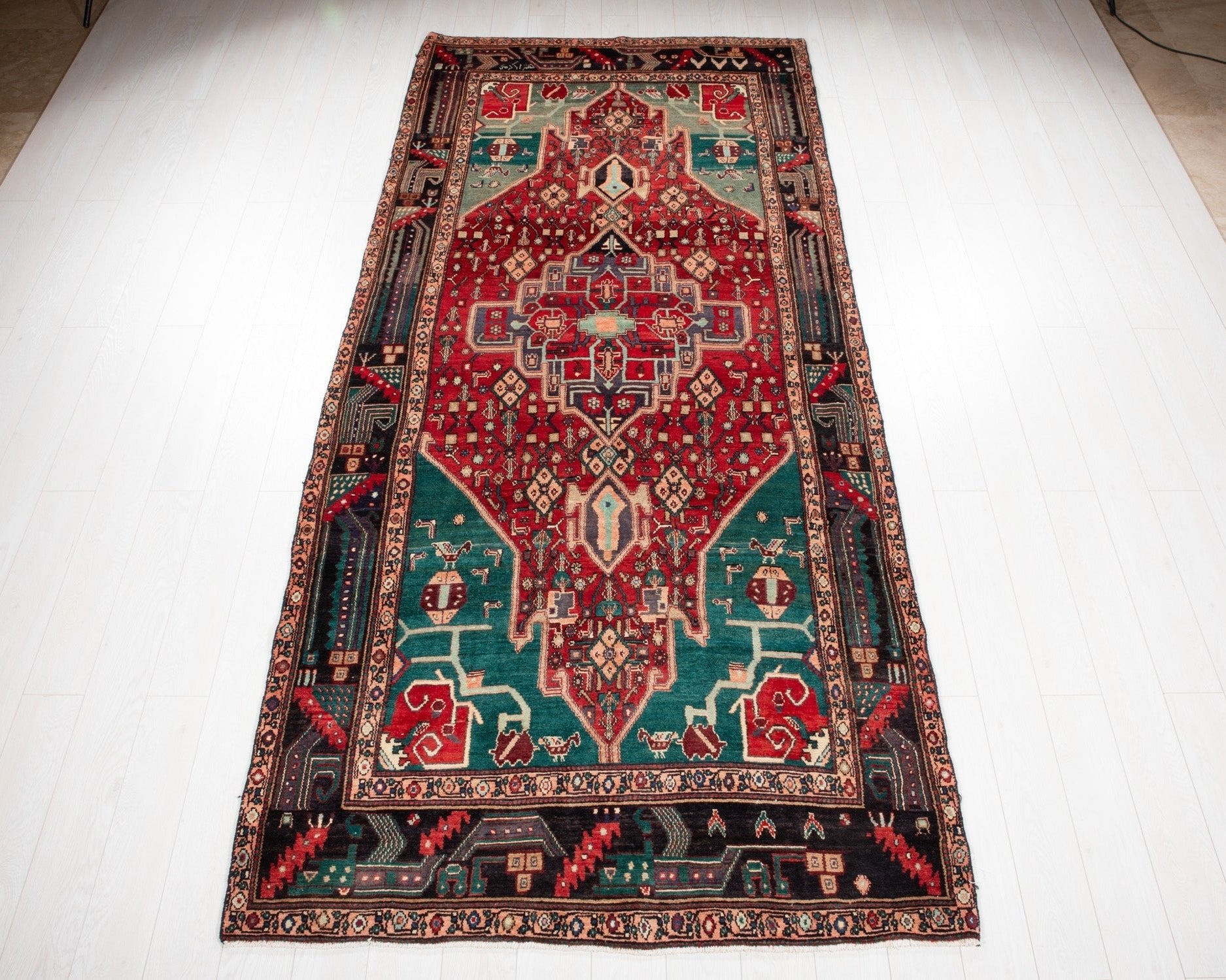 Hand-Knotted Vintage Wool Area Rug – 11' 1" x 5' (338 x 153 cm) - Yasi & Fara