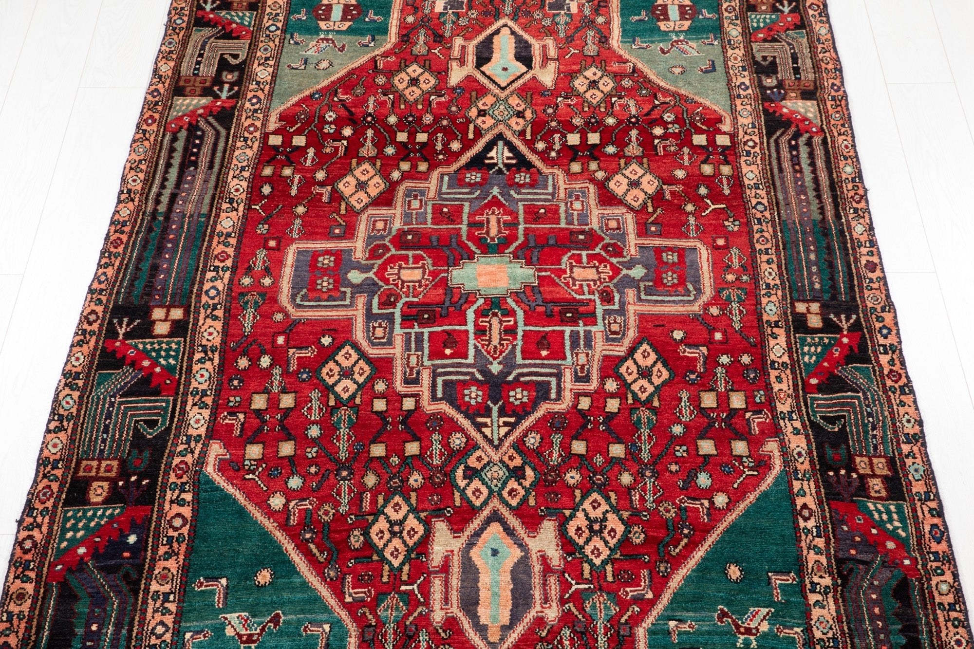 Hand-Knotted Vintage Wool Area Rug – 11' 1" x 5' (338 x 153 cm) - Yasi & Fara