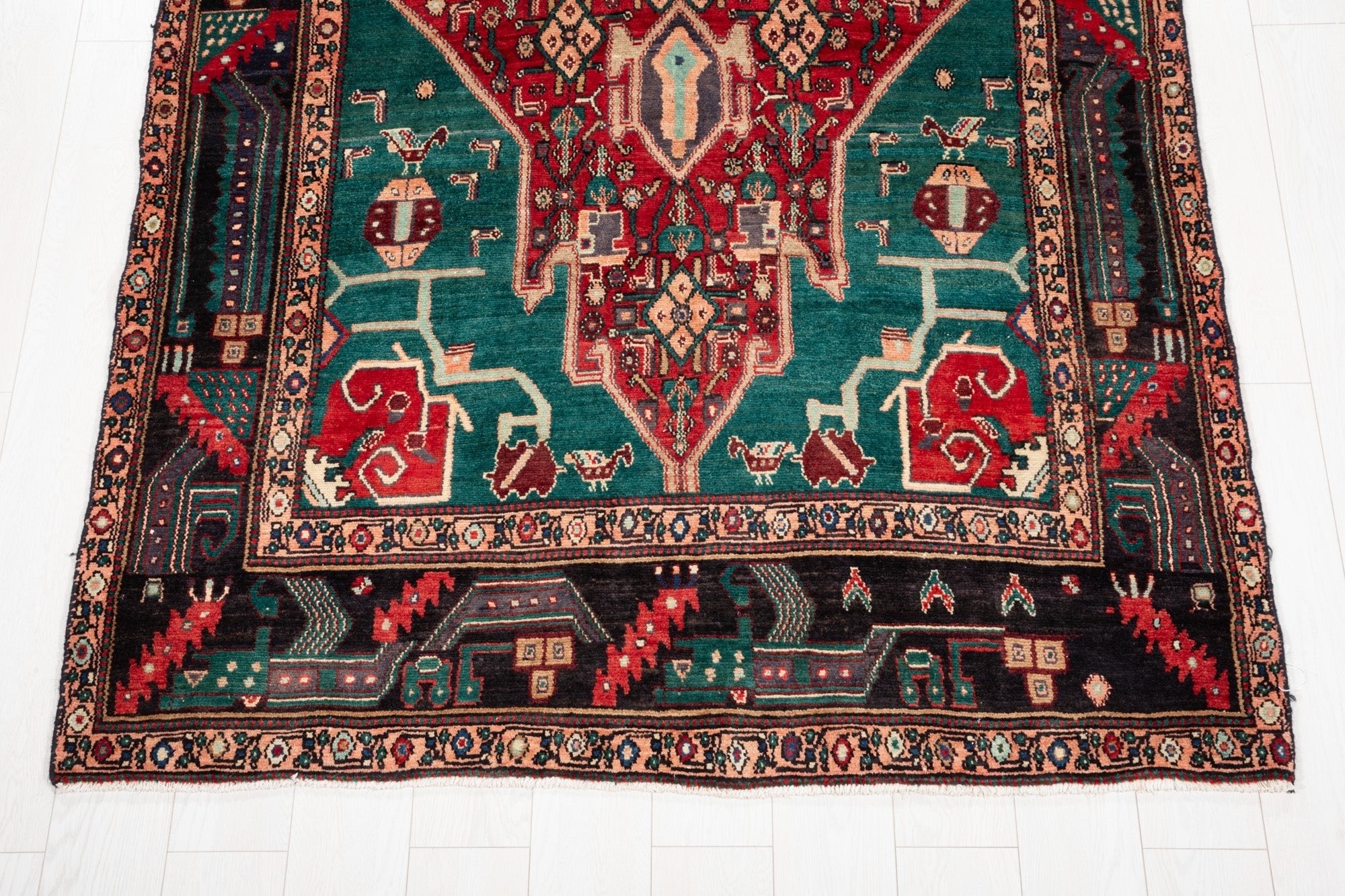 Hand-Knotted Vintage Wool Area Rug – 11' 1" x 5' (338 x 153 cm) - Yasi & Fara
