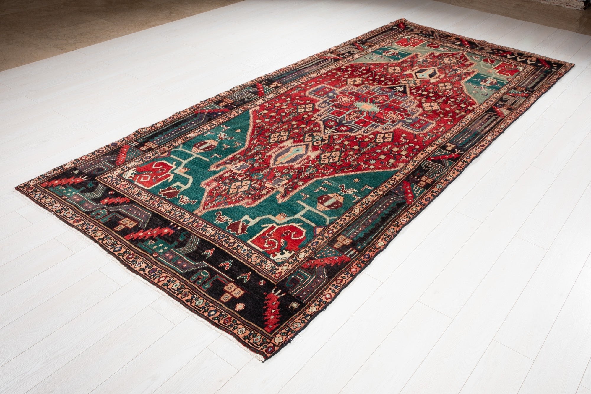 Hand-Knotted Vintage Wool Area Rug – 11' 1" x 5' (338 x 153 cm) - Yasi & Fara