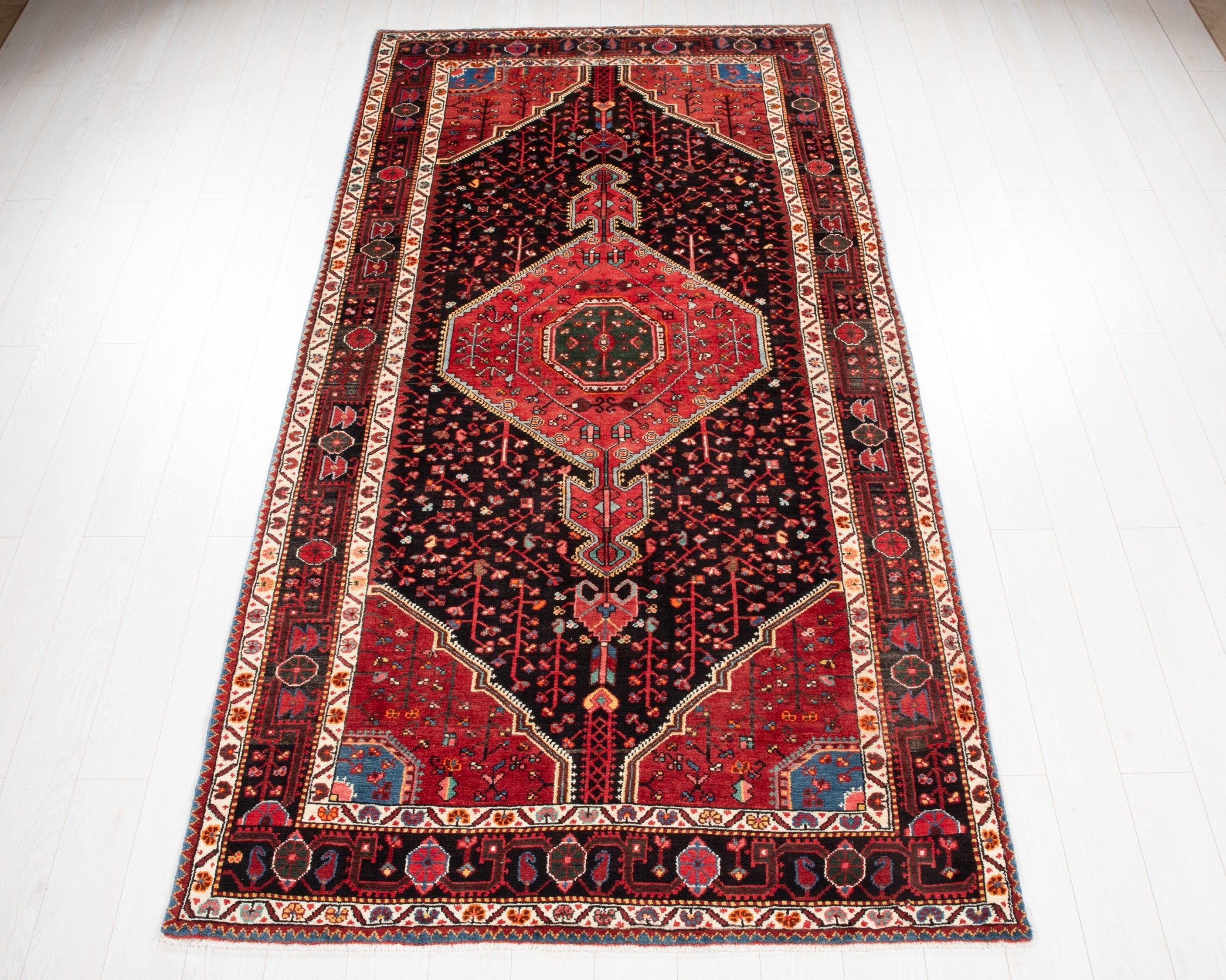 Hand-Knotted Vintage Wool Area Rug – 9' 10" x 5' 1" (301 x 154 cm) - Yasi & Fara