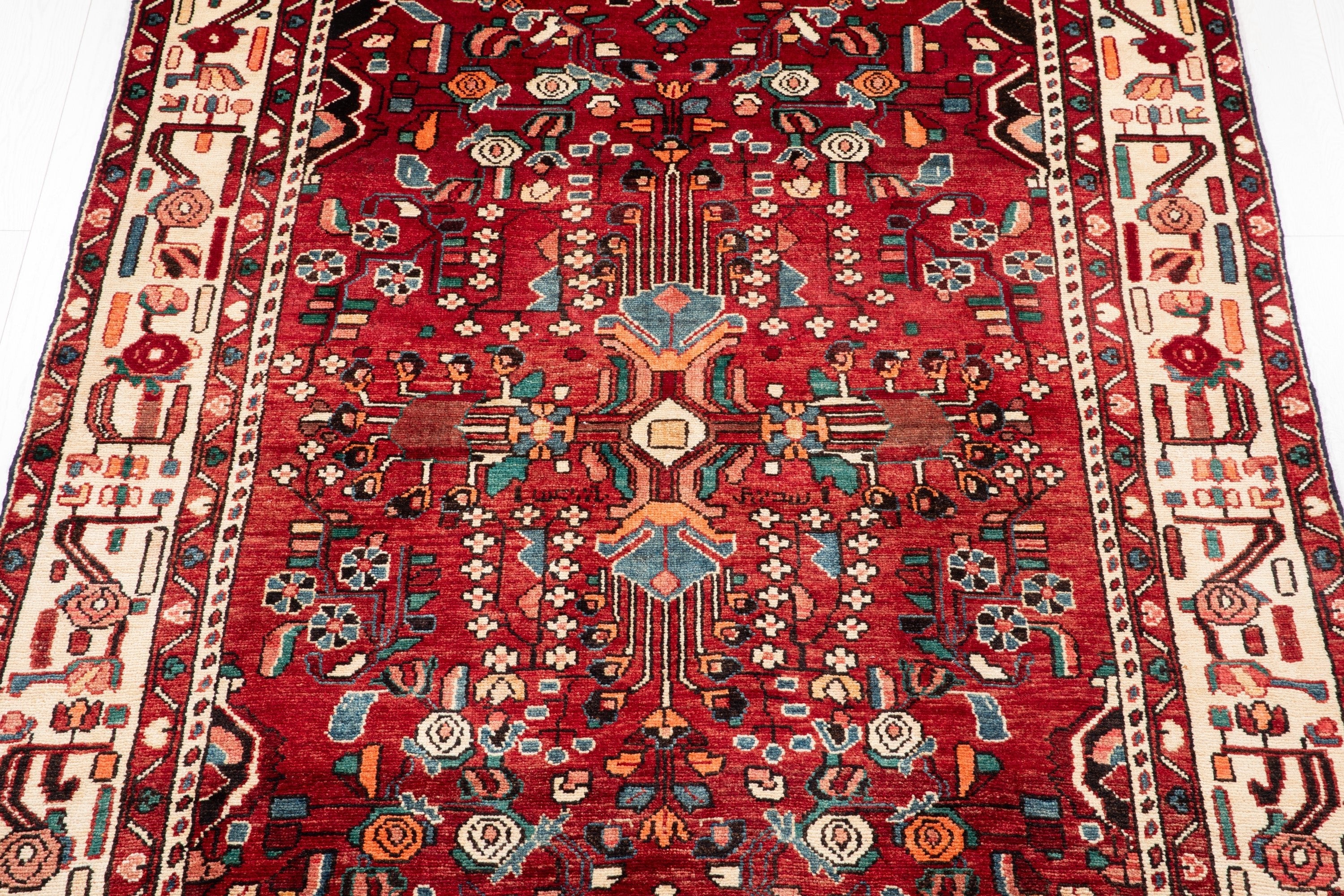 Hand-Knotted Vintage Wool Area Rug – 9' 7" x 5' 2" (293 x 157 cm) - Yasi & Fara