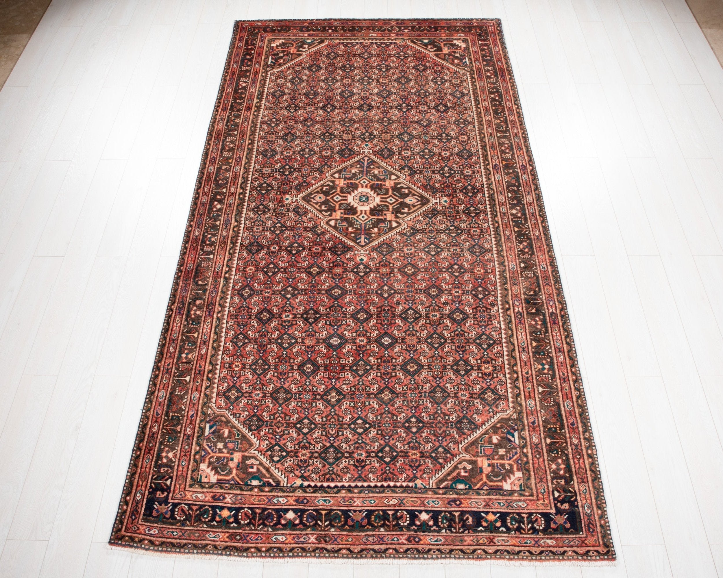 Hand-Knotted Vintage Wool Area Rug – 10' 2" x 5' 4" (310 x 163 cm) - Yasi & Fara