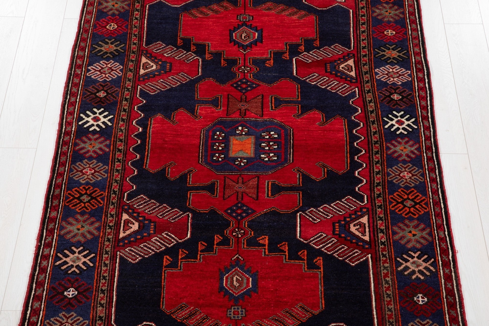 Hand-Knotted Vintage Wool Area Rug – 7' 3" x 4' 3" (222 × 130 cm) - Yasi & Fara