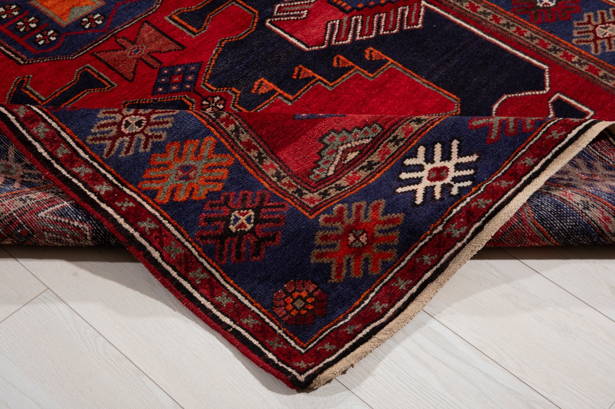 Hand-Knotted Vintage Wool Area Rug – 7' 3" x 4' 3" (222 × 130 cm) - Yasi & Fara