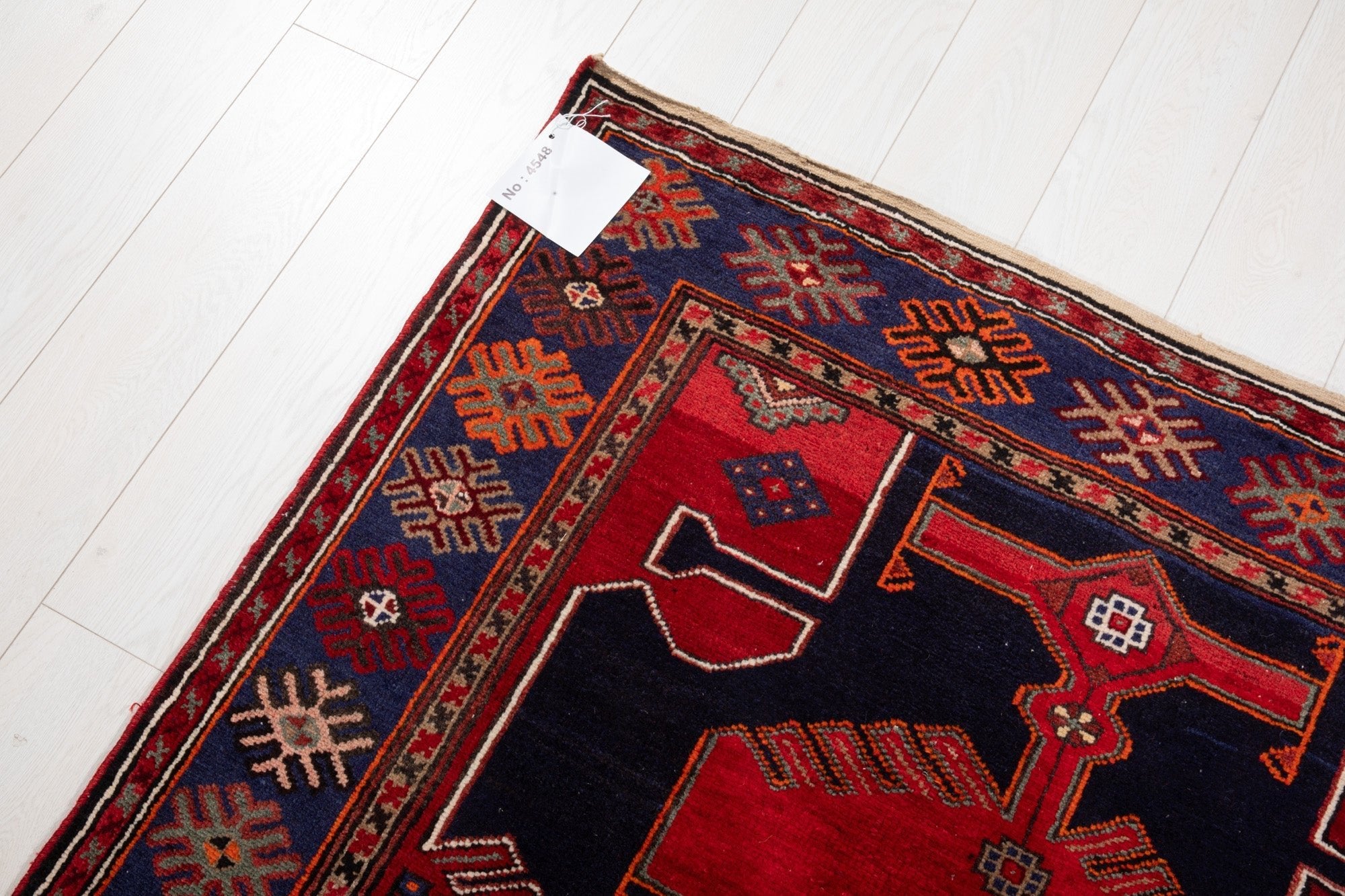 Hand-Knotted Vintage Wool Area Rug – 7' 3" x 4' 3" (222 × 130 cm) - Yasi & Fara