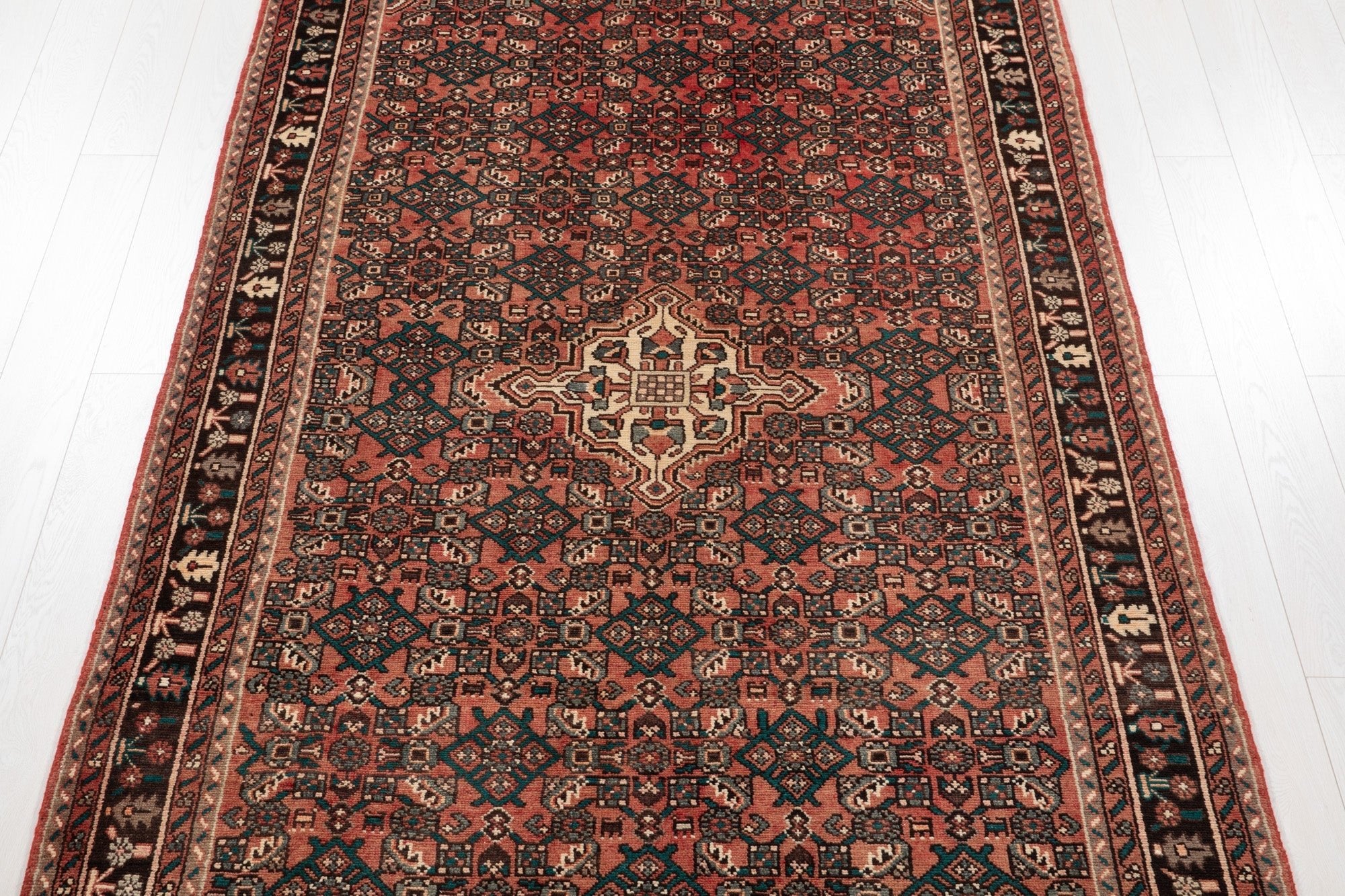 Hand-Knotted Vintage Wool Area Rug – 10' 6" x 5' 5" (320 × 166 cm) - Yasi & Fara