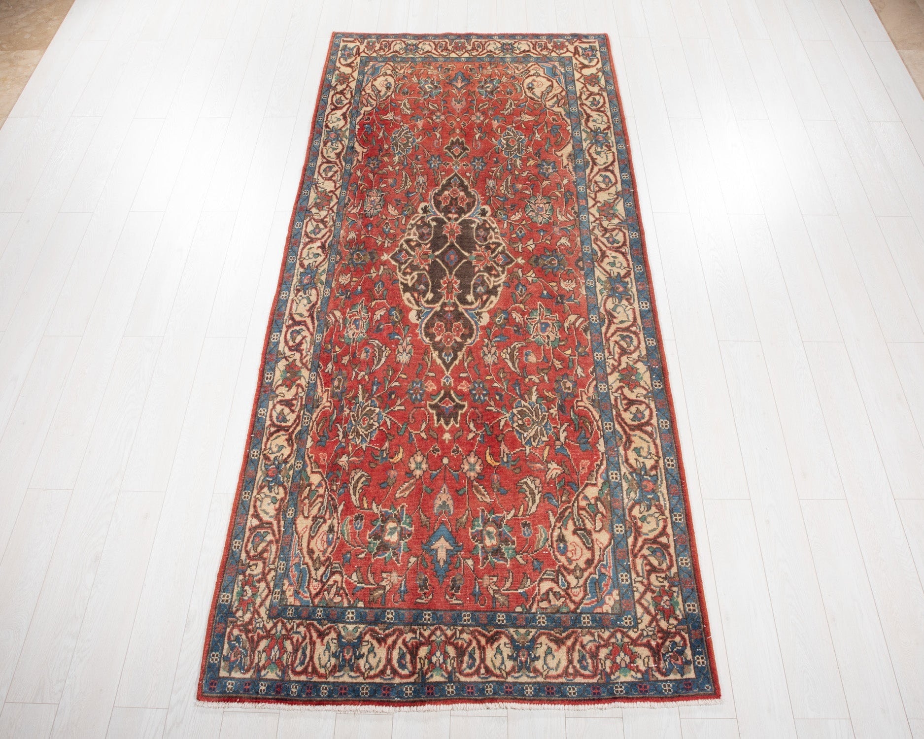 Hand-Knotted Vintage Wool Runner Rug – 10' x 4' 5" (304 x 134 cm) - Yasi & Fara