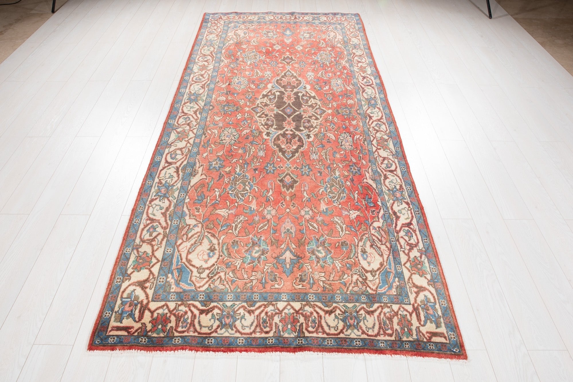 Hand-Knotted Vintage Wool Runner Rug – 10' x 4' 5" (304 x 134 cm) - Yasi & Fara