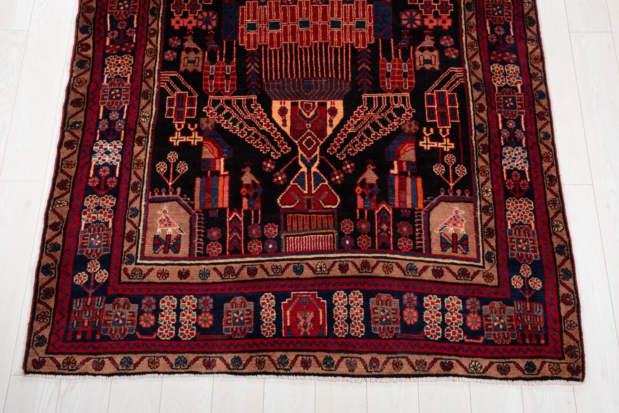 Hand-Knotted Vintage Wool Area Rug – 10' 5" x 5' 4" (319 × 162 cm) - Yasi & Fara