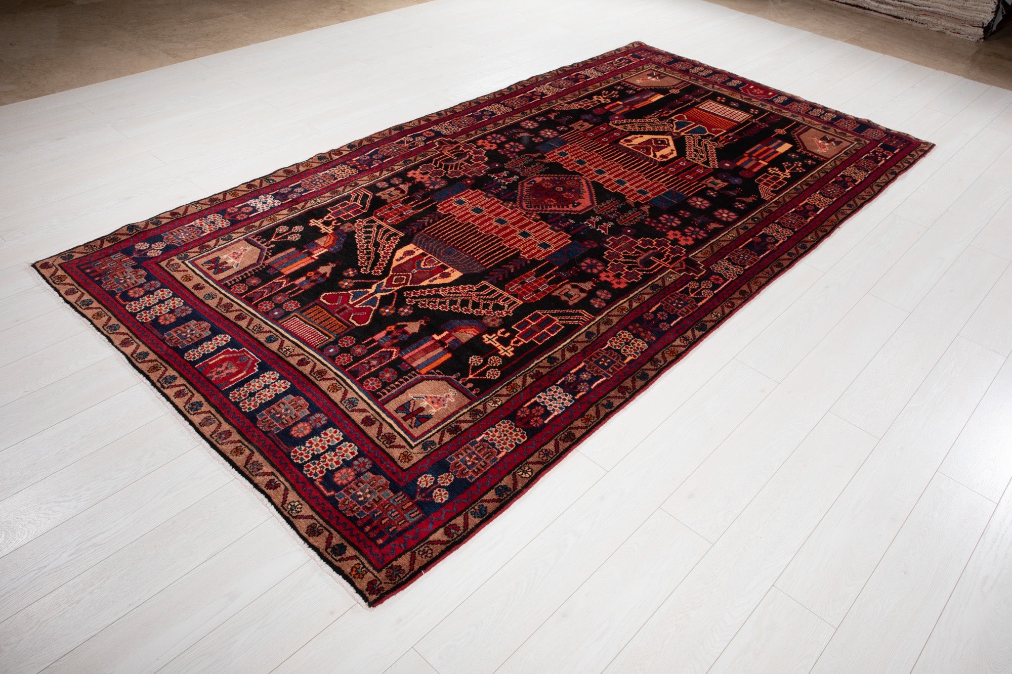 Hand-Knotted Vintage Wool Area Rug – 10' 5" x 5' 4" (319 × 162 cm) - Yasi & Fara