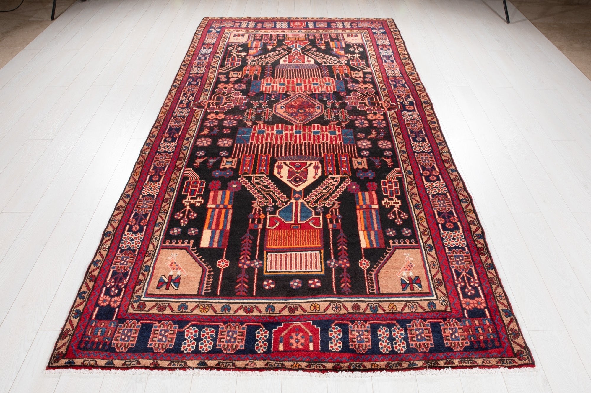Hand-Knotted Vintage Wool Area Rug – 10' 5" x 5' 4" (319 × 162 cm) - Yasi & Fara