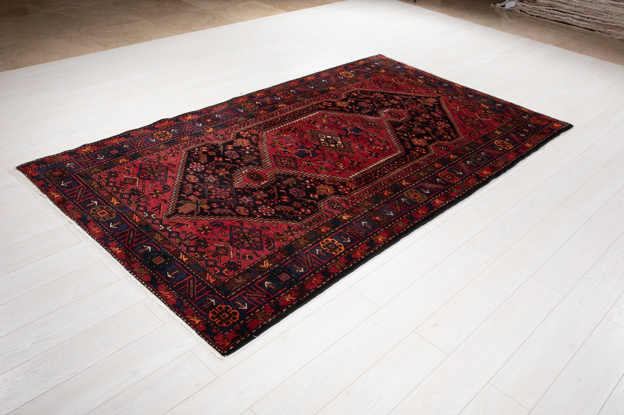 Hand-Knotted Vintage Wool Area Rug – 8' 11" x 5' 1" (271 × 154 cm) - Yasi & Fara