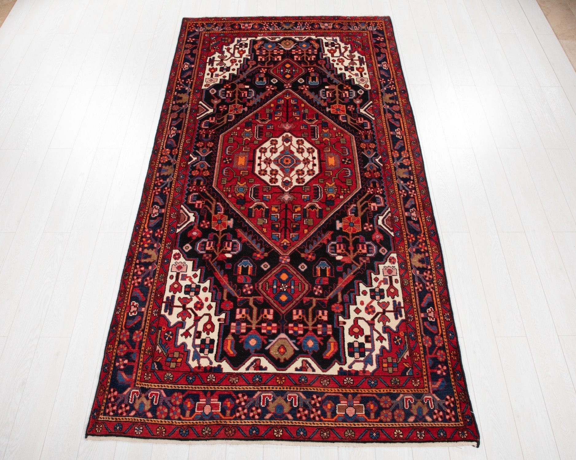 Hand-Knotted Vintage Wool Area Rug – 10' 1" x 5' 1" (307 × 155 cm) - Yasi & Fara