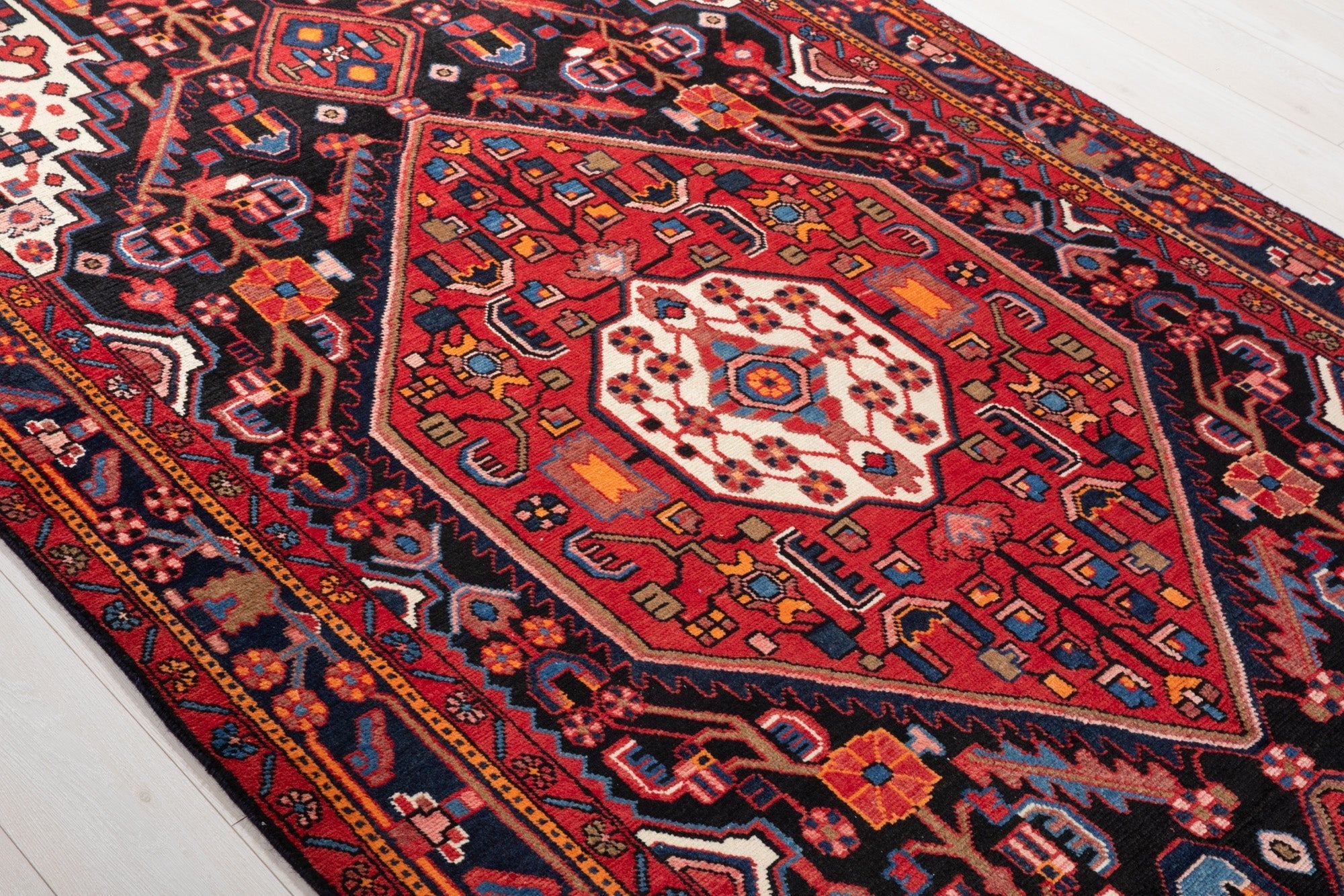 Hand-Knotted Vintage Wool Area Rug – 10' 1" x 5' 1" (307 × 155 cm) - Yasi & Fara