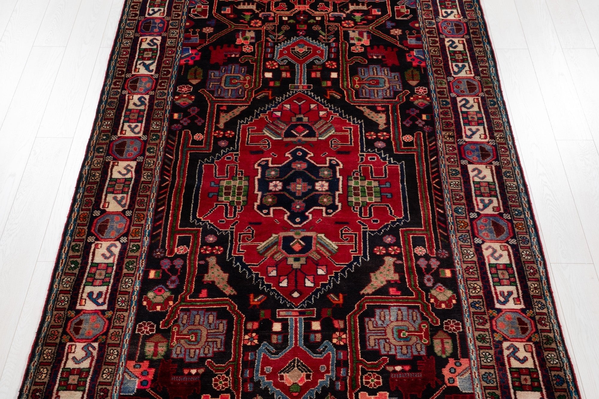 Hand-Knotted Vintage Wool Area Rug – 10' 2" x 5' 6" (309 × 167 cm) - Yasi & Fara