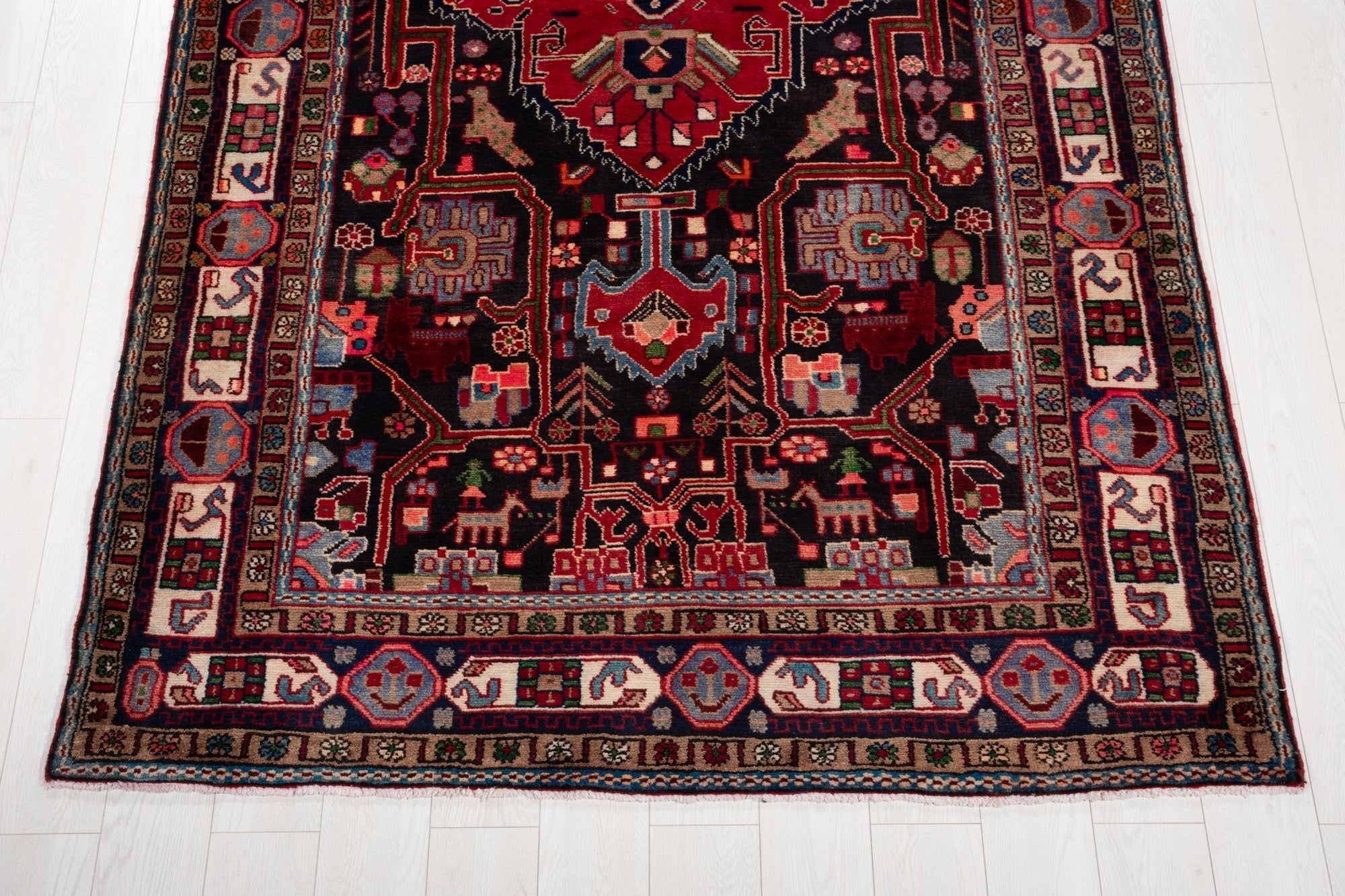Hand-Knotted Vintage Wool Area Rug – 10' 2" x 5' 6" (309 × 167 cm) - Yasi & Fara