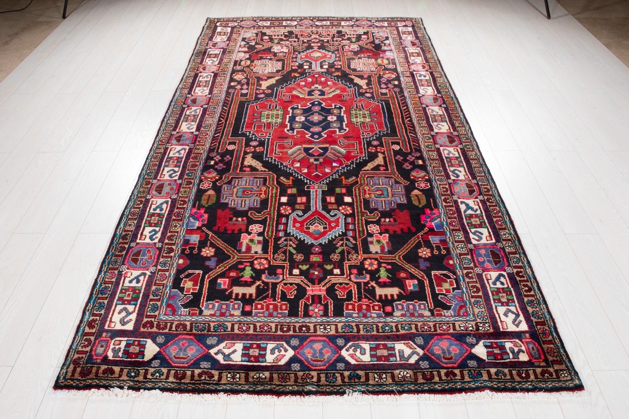 Hand-Knotted Vintage Wool Area Rug – 10' 2" x 5' 6" (309 × 167 cm) - Yasi & Fara