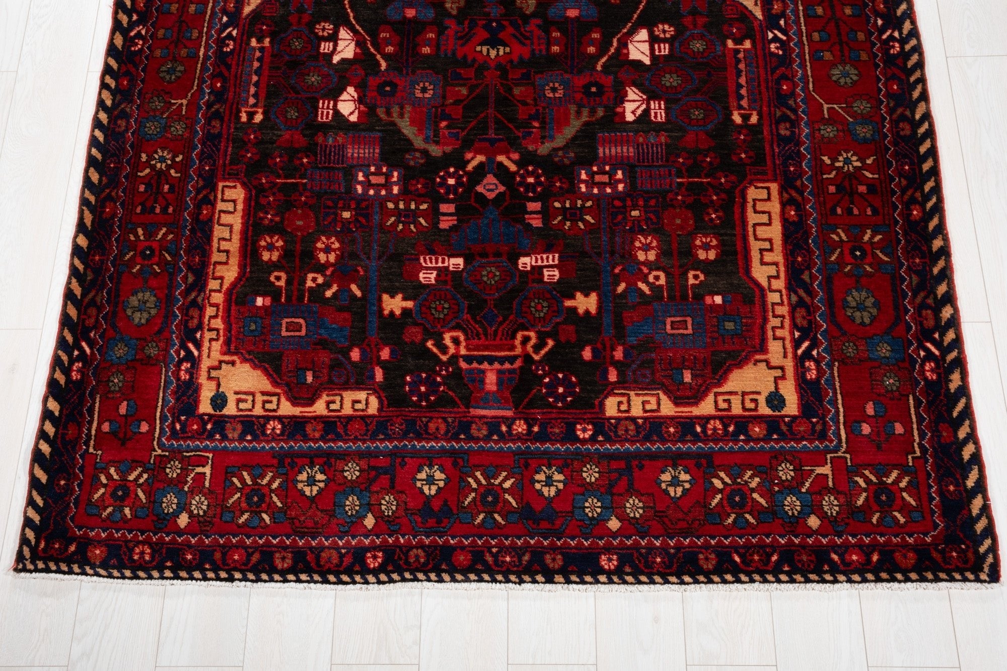 Hand-Knotted Vintage Wool Area Rug – 10' 1" x 5' 5" (307 × 166 cm) - Yasi & Fara
