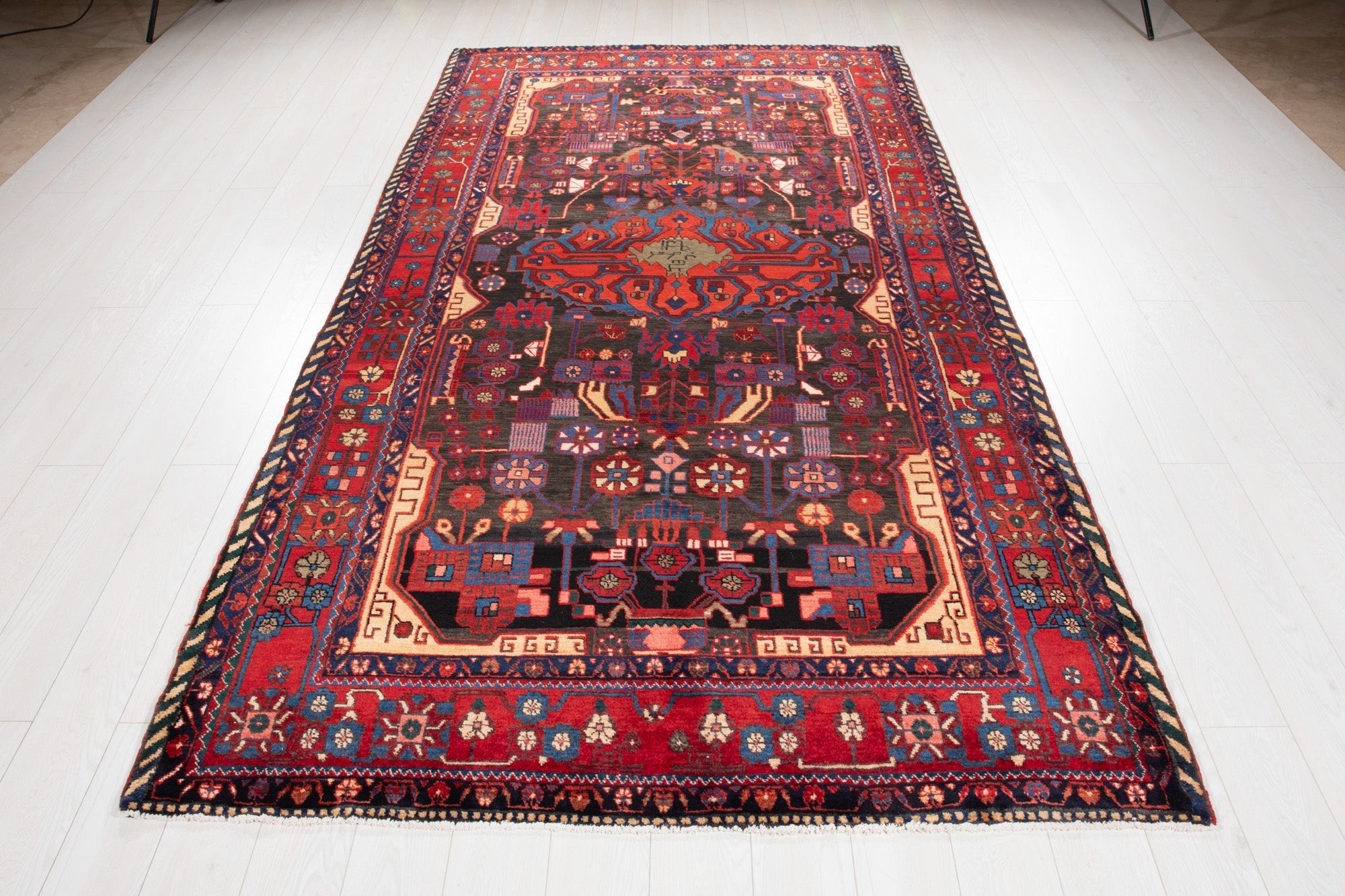 Hand-Knotted Vintage Wool Area Rug – 10' 1" x 5' 5" (307 × 166 cm) - Yasi & Fara