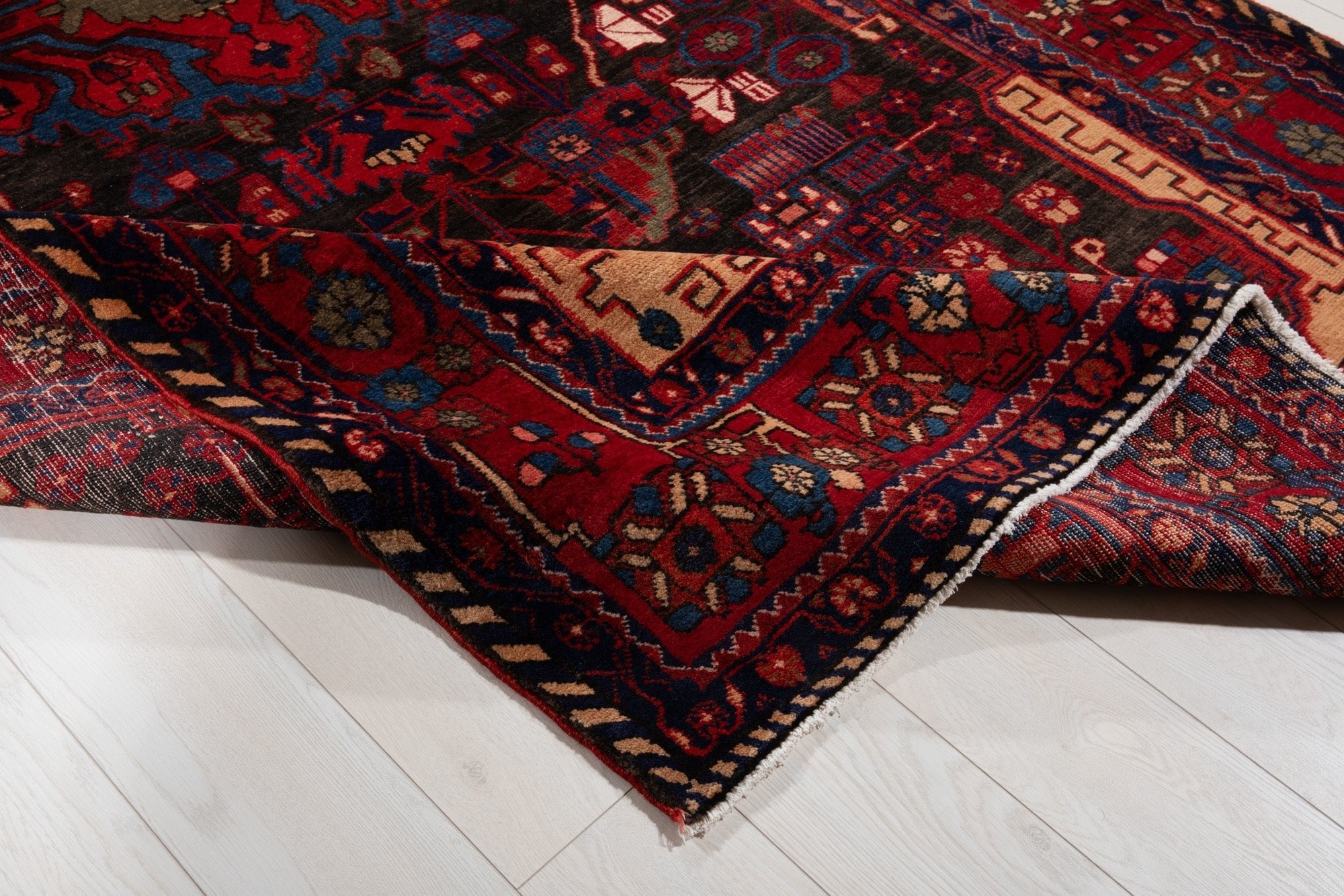 Hand-Knotted Vintage Wool Area Rug – 10' 1" x 5' 5" (307 × 166 cm) - Yasi & Fara