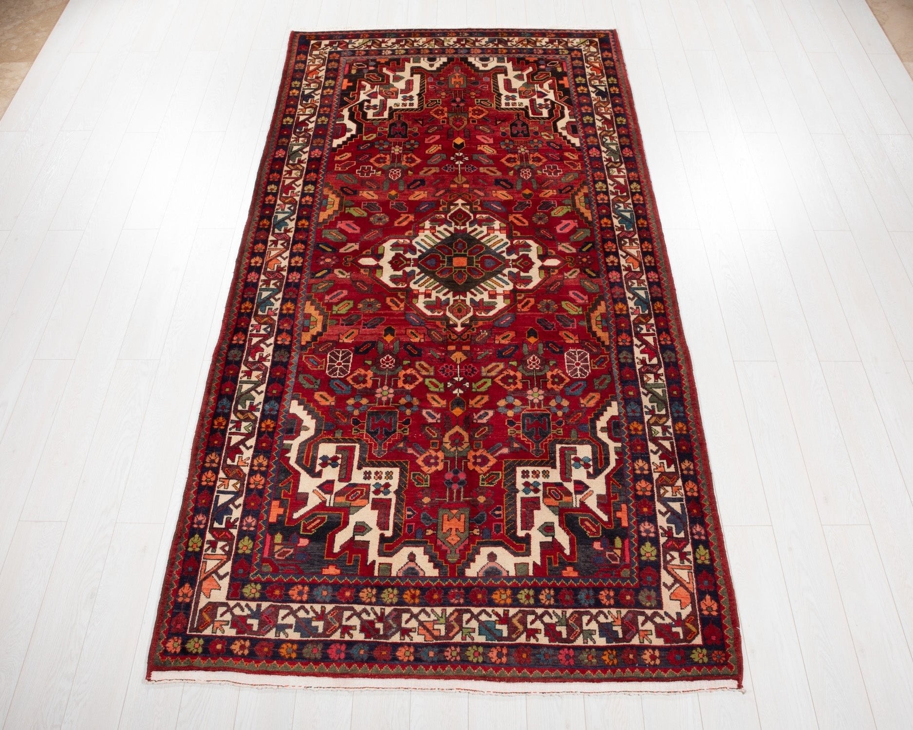 Hand-Knotted Vintage Wool Area Rug – 9' 11" x 5' 2" (302 x 157 cm) - Yasi & Fara