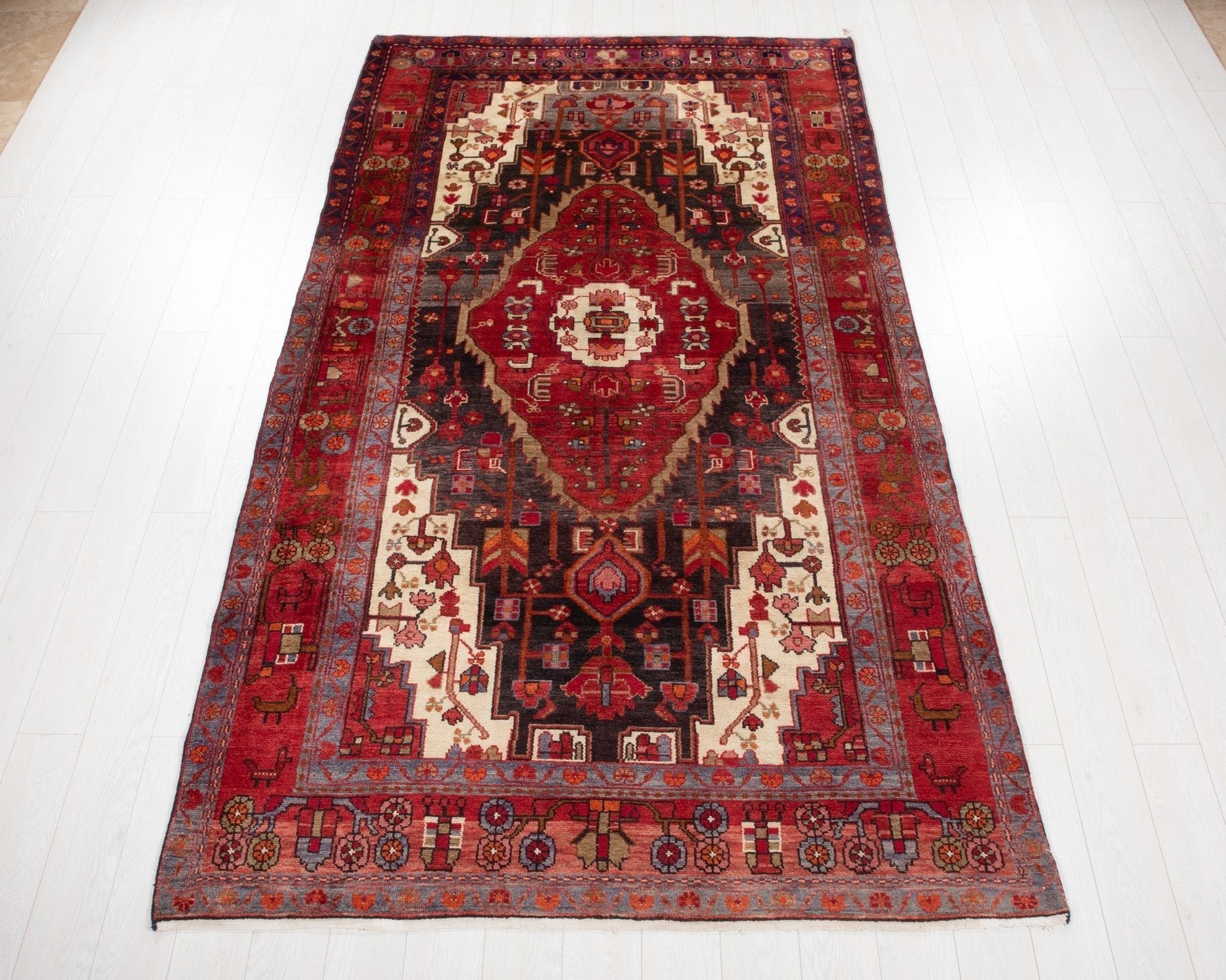 Hand-Knotted Vintage Wool Area Rug – 10' 1" x 5' 6" (308 × 169 cm) - Yasi & Fara