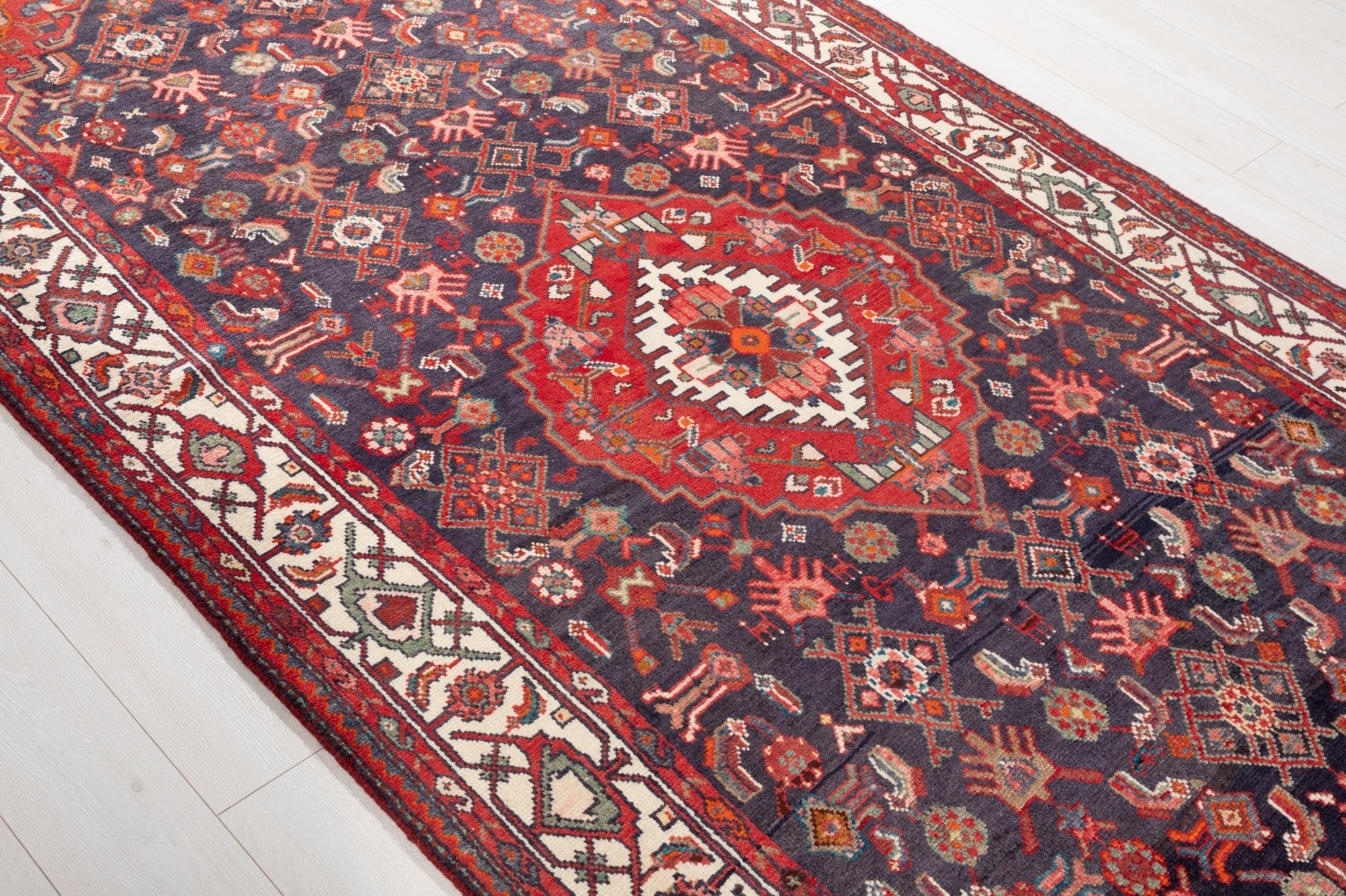 Hand-Knotted Vintage Wool Area Rug – 10' x 5' (305 × 151 cm) - Yasi & Fara