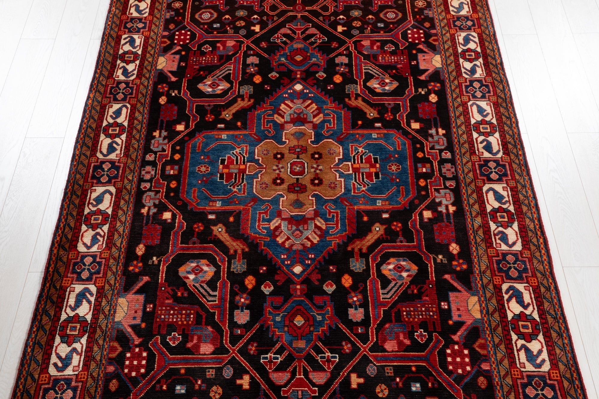 Hand-Knotted Vintage Wool Area Rug – 9' 5" x 5' 6" (288 × 167 cm) - Yasi & Fara
